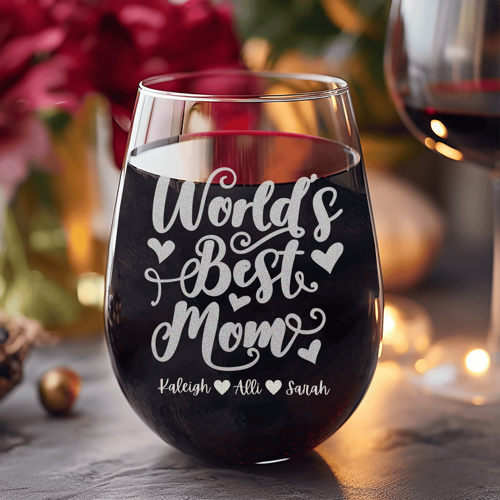Greatest Mom In The World Stemless Wine Glass