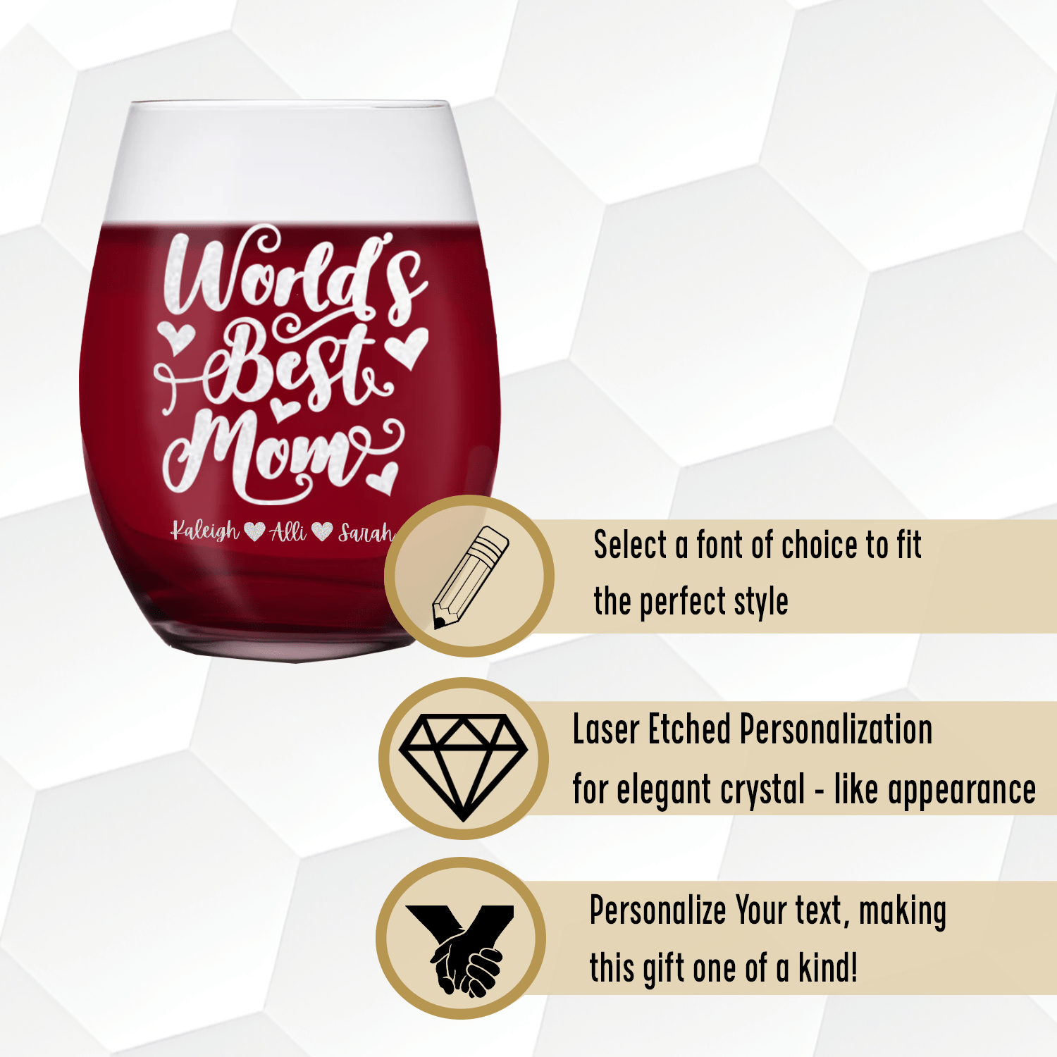 Greatest Mom In The World Stemless Wine Glass