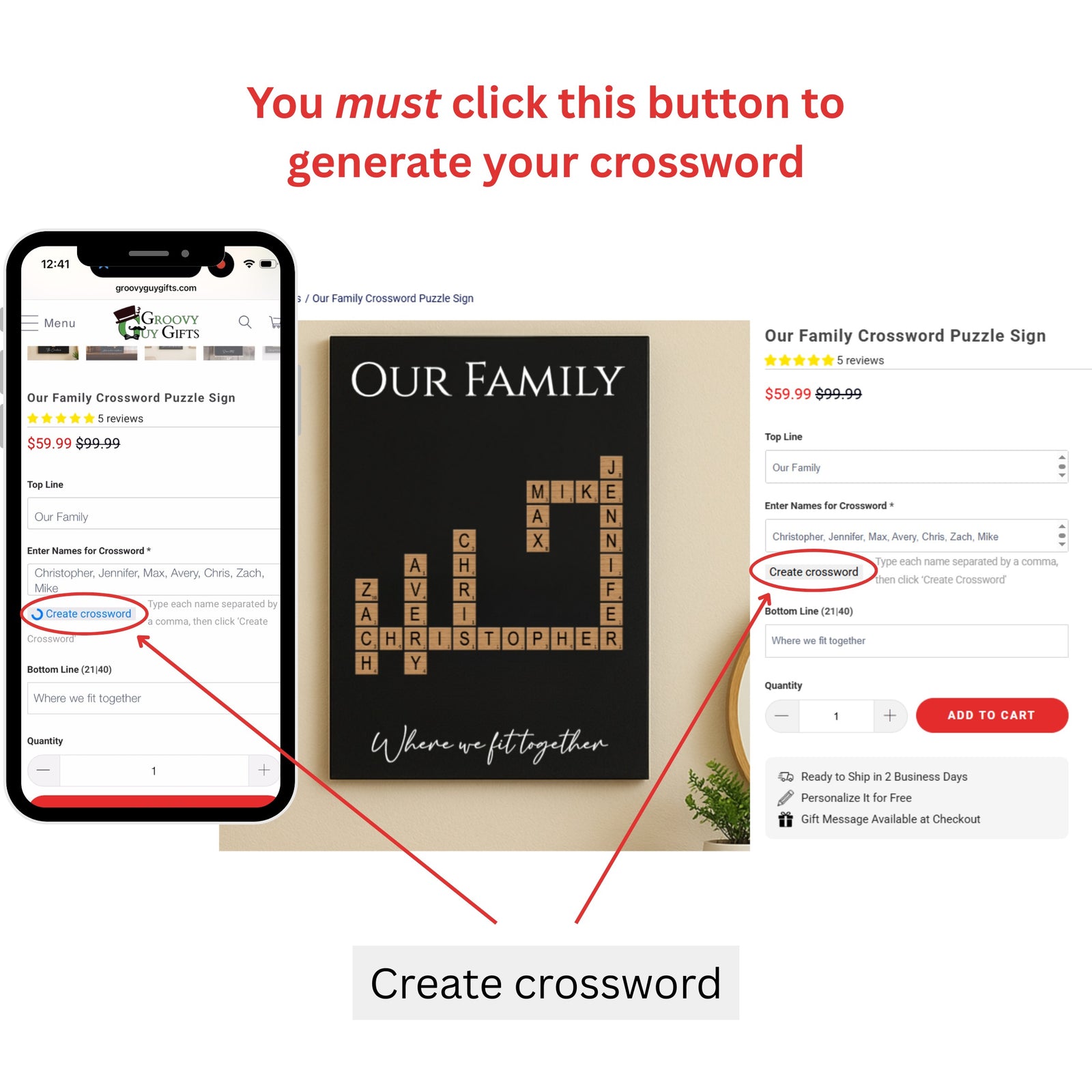 Our Family Crossword Sign