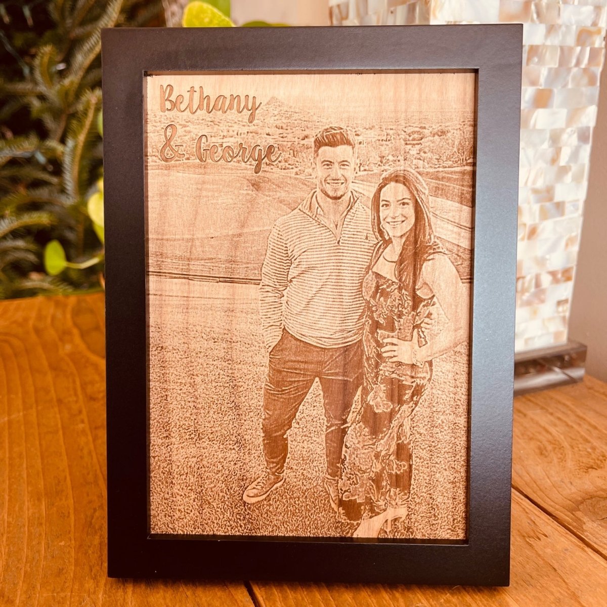 Personalized Anniversary Etched Wood Photo for her, Customized Gifts for Women by Groovy Girl Gifts