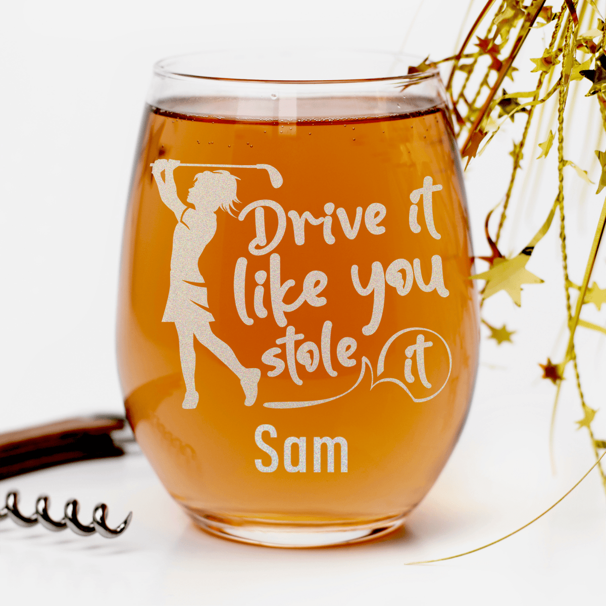 Personalized I Drive Like Its Stolen Stemless Wine Glass for her, Customized Gifts for Women by Groovy Girl Gifts
