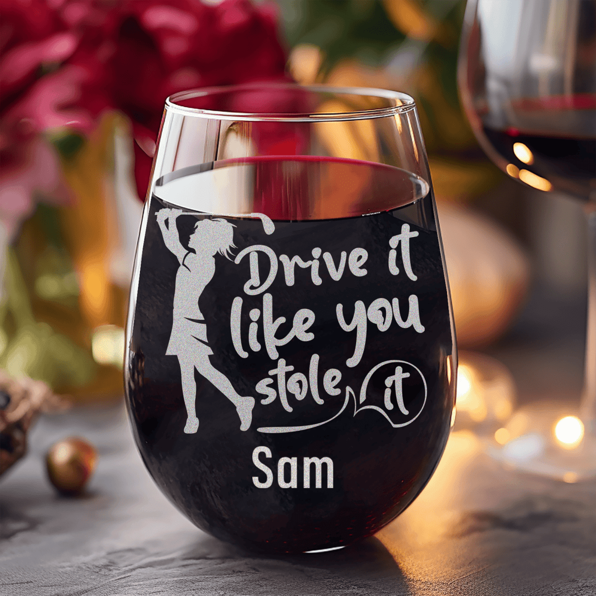 Personalized I Drive Like Its Stolen Stemless Wine Glass for her, Customized Gifts for Women by Groovy Girl Gifts