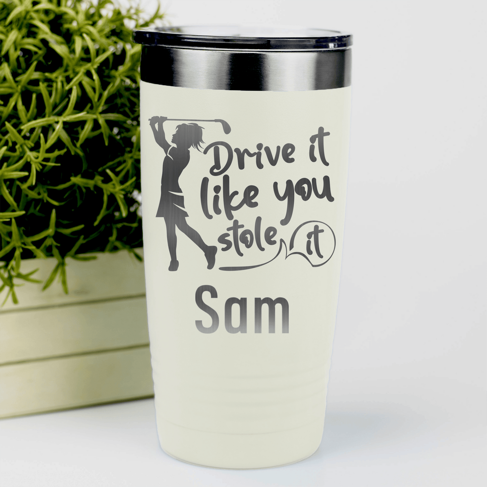 White Golf Gifts For Her Tumbler With I Drive Like Its Stolen Design