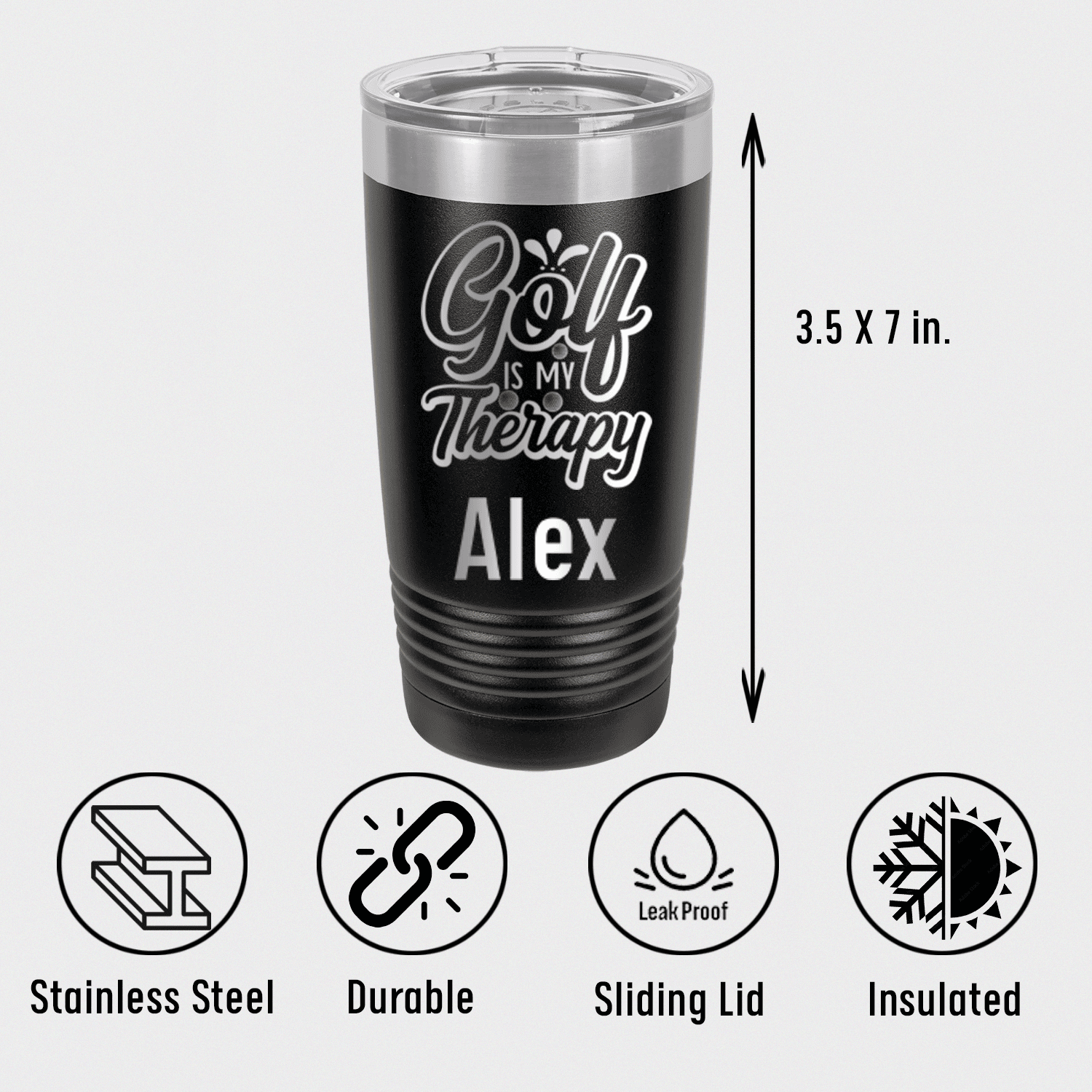 Personalized I Golf For Therapy Tumbler for her, Customized Gifts for Women by Groovy Girl Gifts