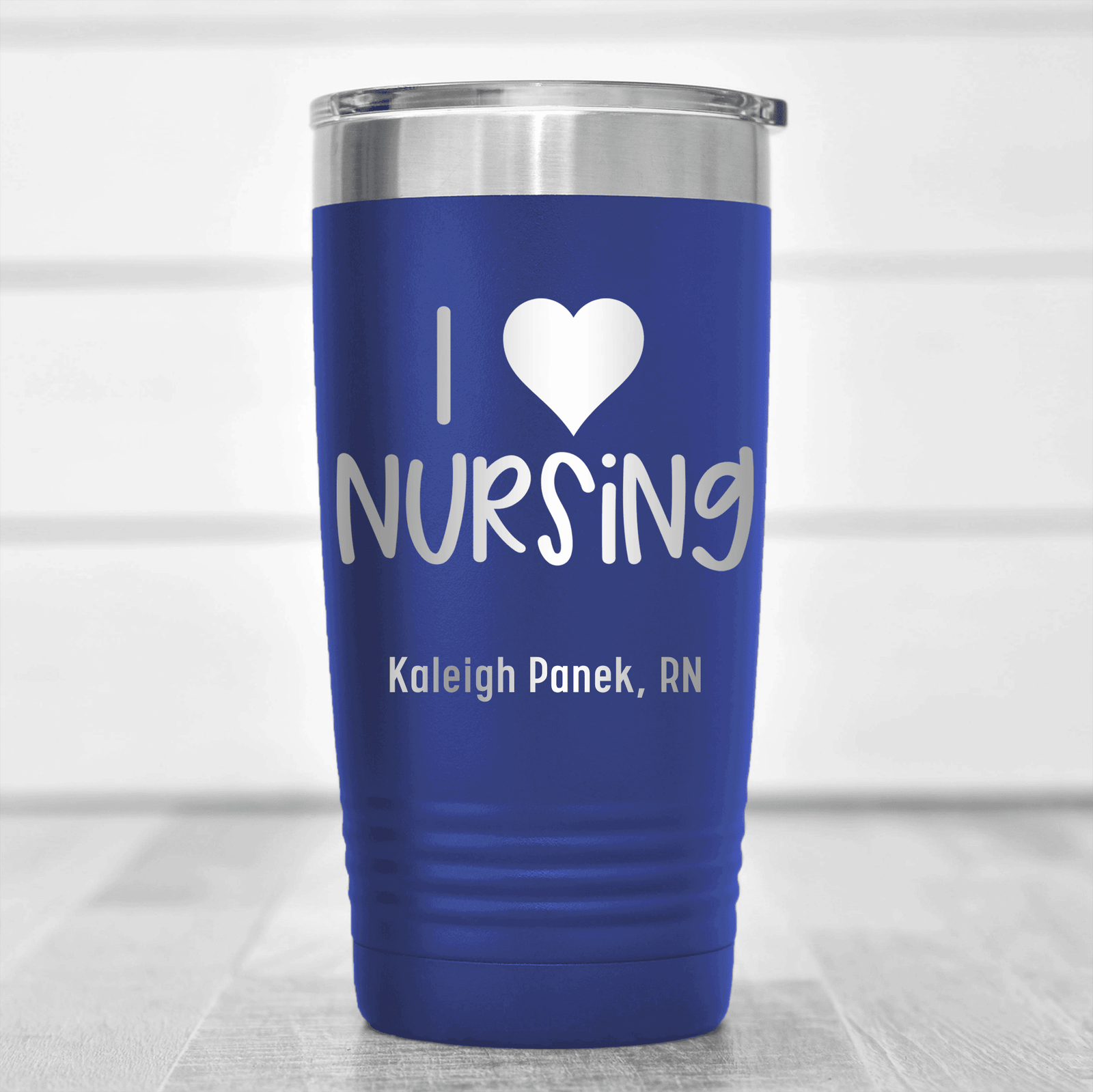 Blue Nurse Tumbler With I Heart Nursing Design