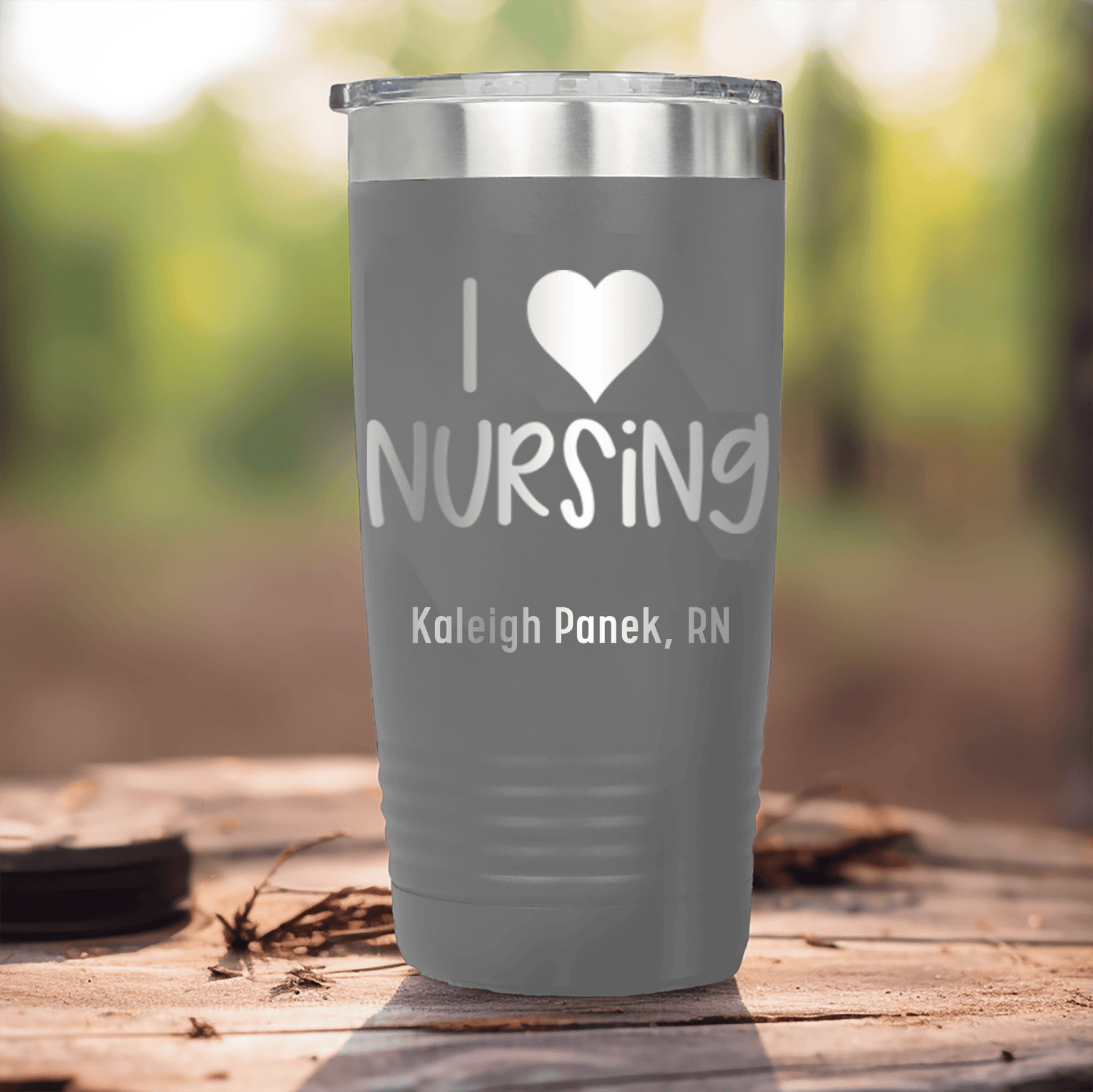 Grey Nurse Tumbler With I Heart Nursing Design