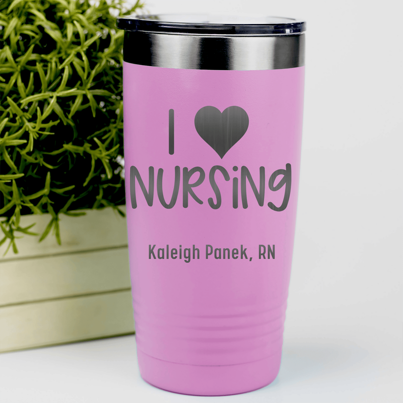 Pink Nurse Tumbler With I Heart Nursing Design