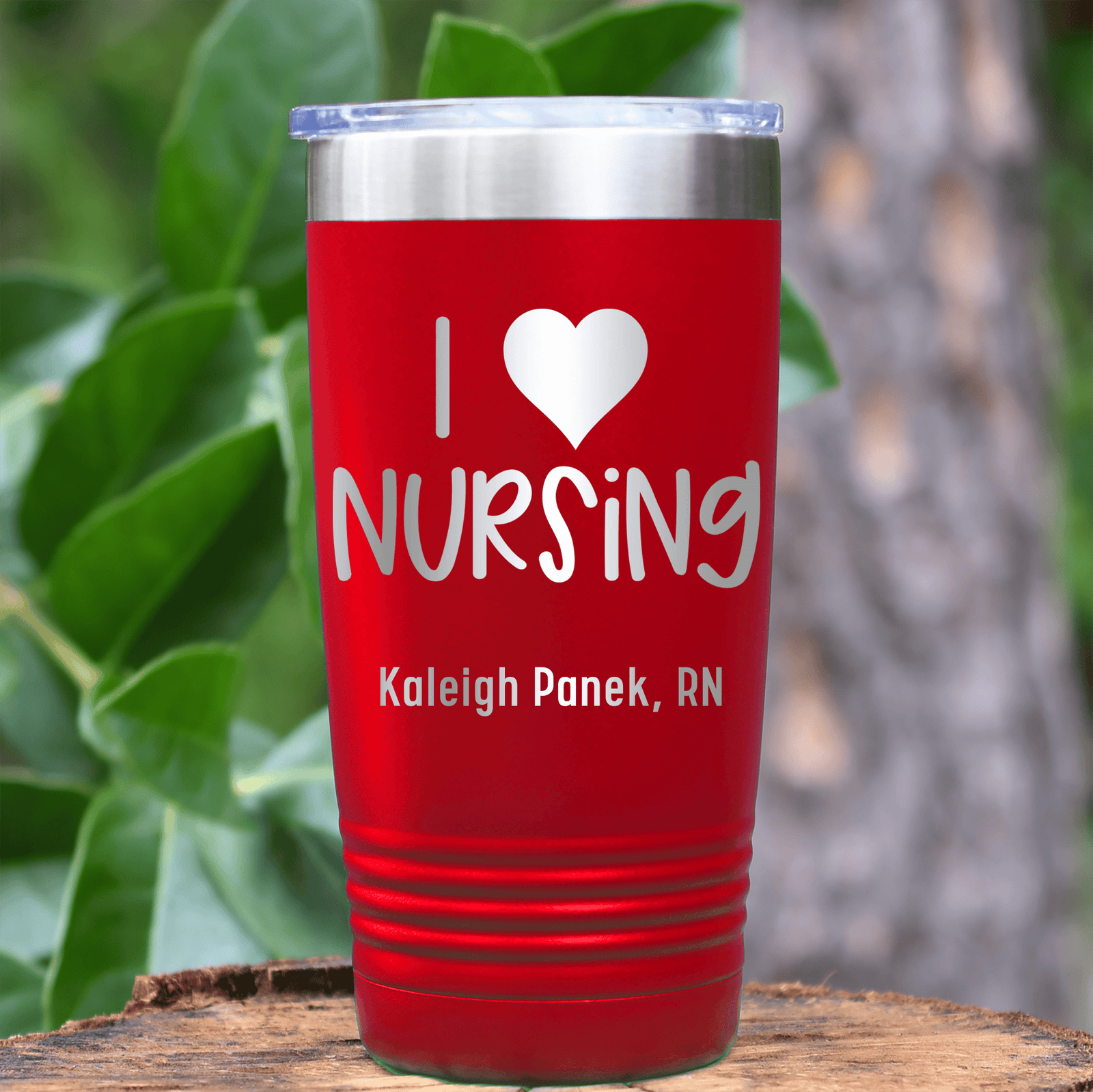 Red Nurse Tumbler With I Heart Nursing Design