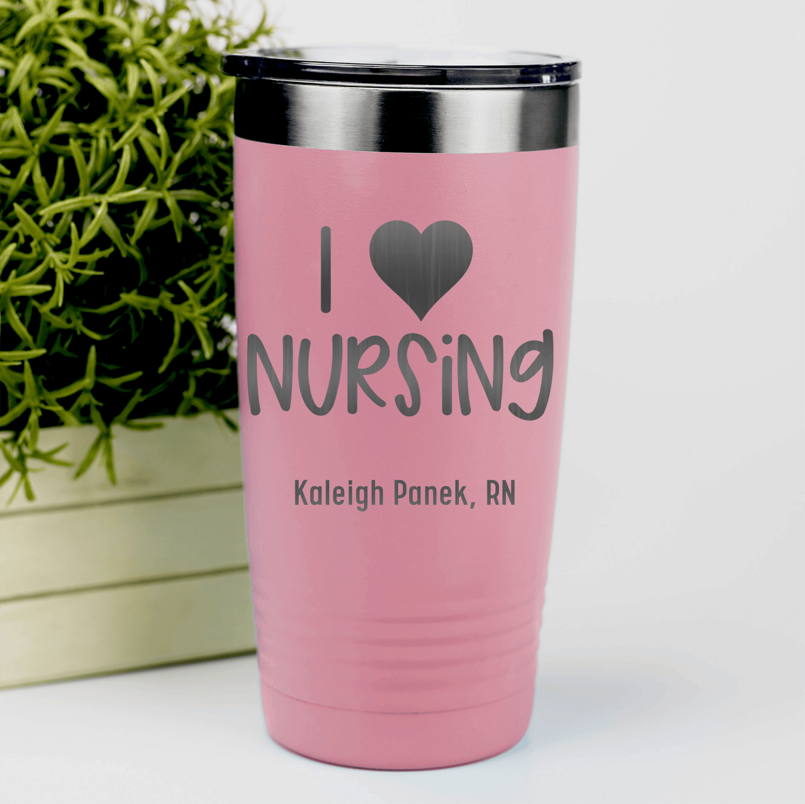 Salmon Nurse Tumbler With I Heart Nursing Design