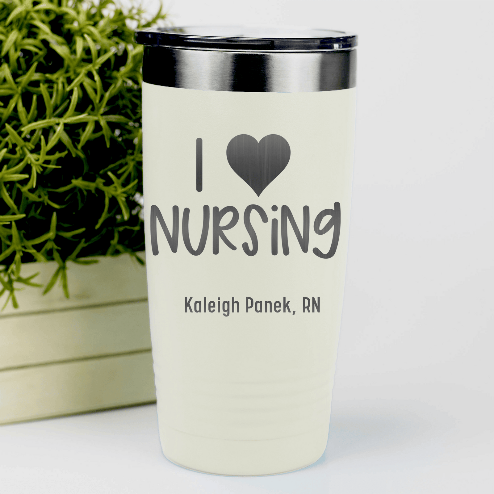 White Nurse Tumbler With I Heart Nursing Design