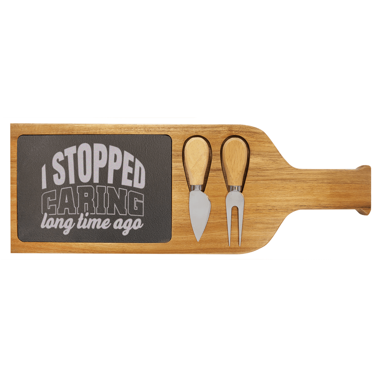 Personalized I Just Dont Care Wood Slate Serving Tray With Handle for her, Customized Gifts for Women by Groovy Girl Gifts