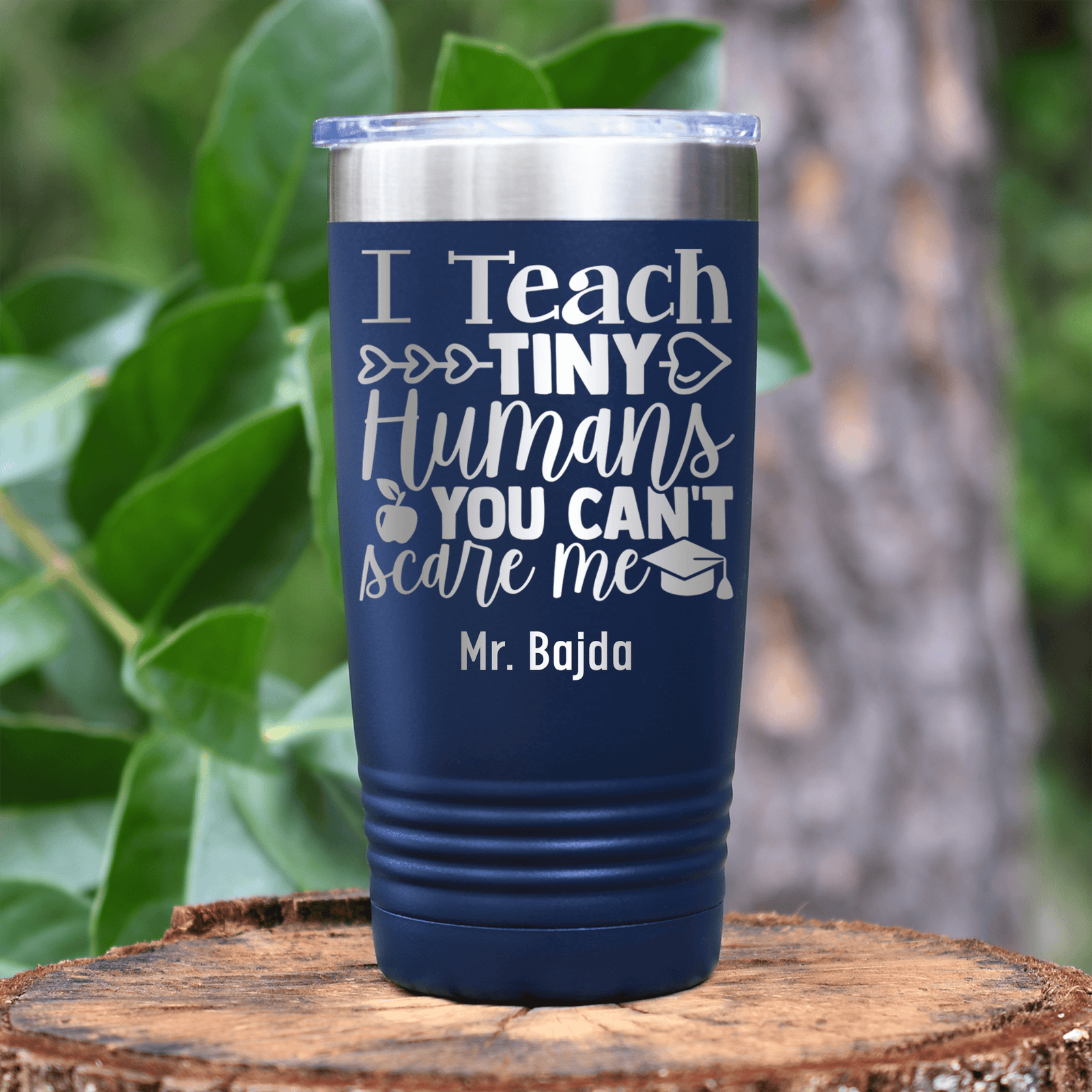 Navy Teacher Tumbler With Im A Teacher You Cant Scare Me Design