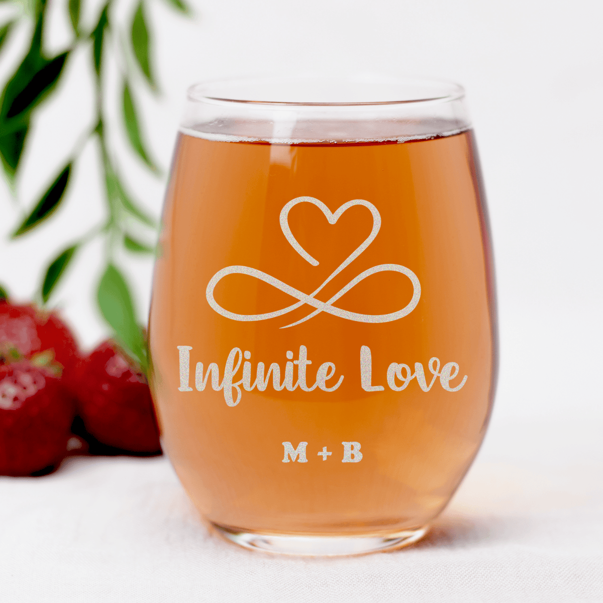 Personalized Infinite Love Stemless Wine Glass for her, Customized Gifts for Women by Groovy Girl Gifts
