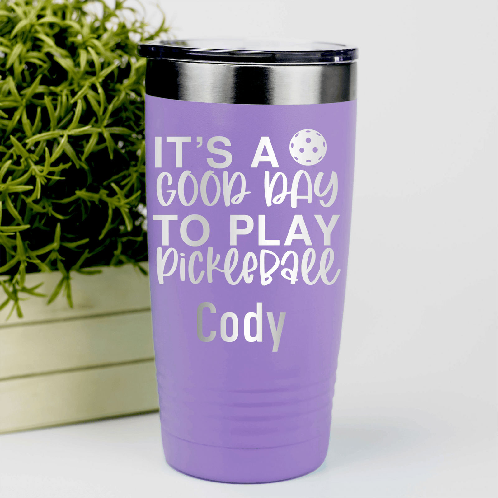 Light Purple Pickleball Tumbler With Its A Good Day For Pickleball Design