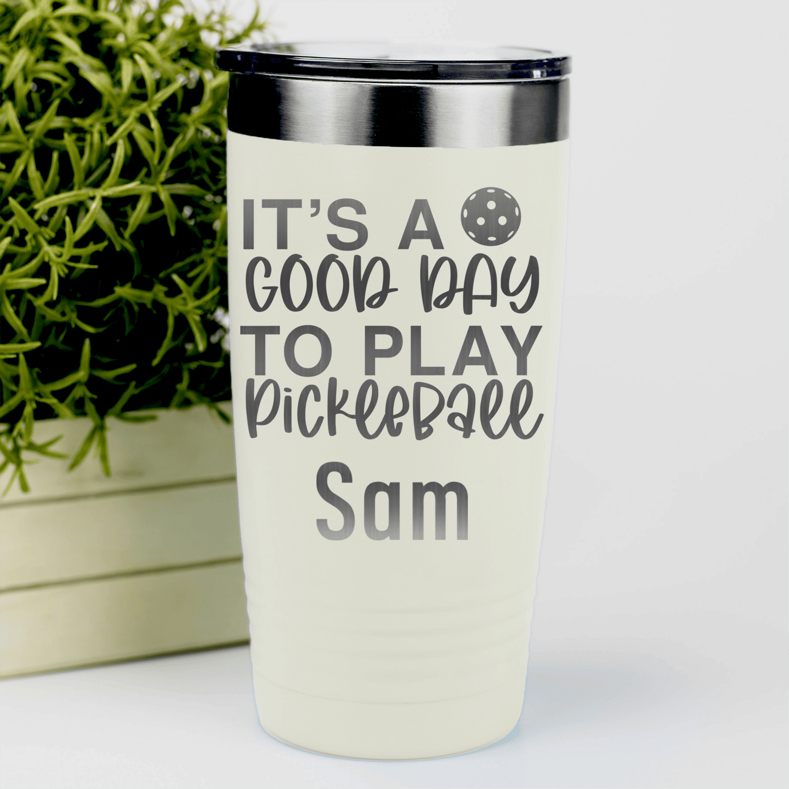 White Pickleball Tumbler With Its A Good Day For Pickleball Design
