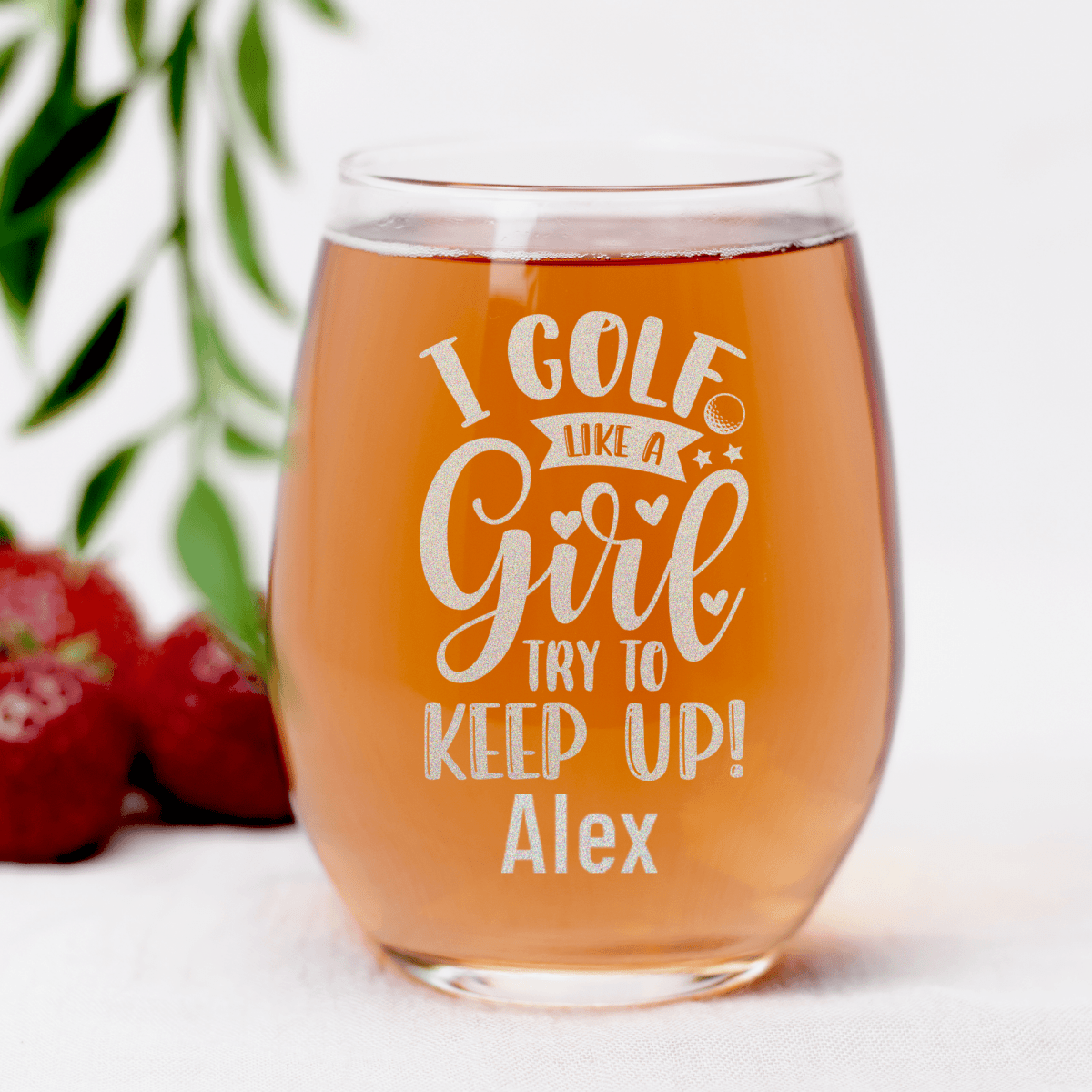 Personalized Keep Up With The Girl Stemless Wine Glass for her, Customized Gifts for Women by Groovy Girl Gifts