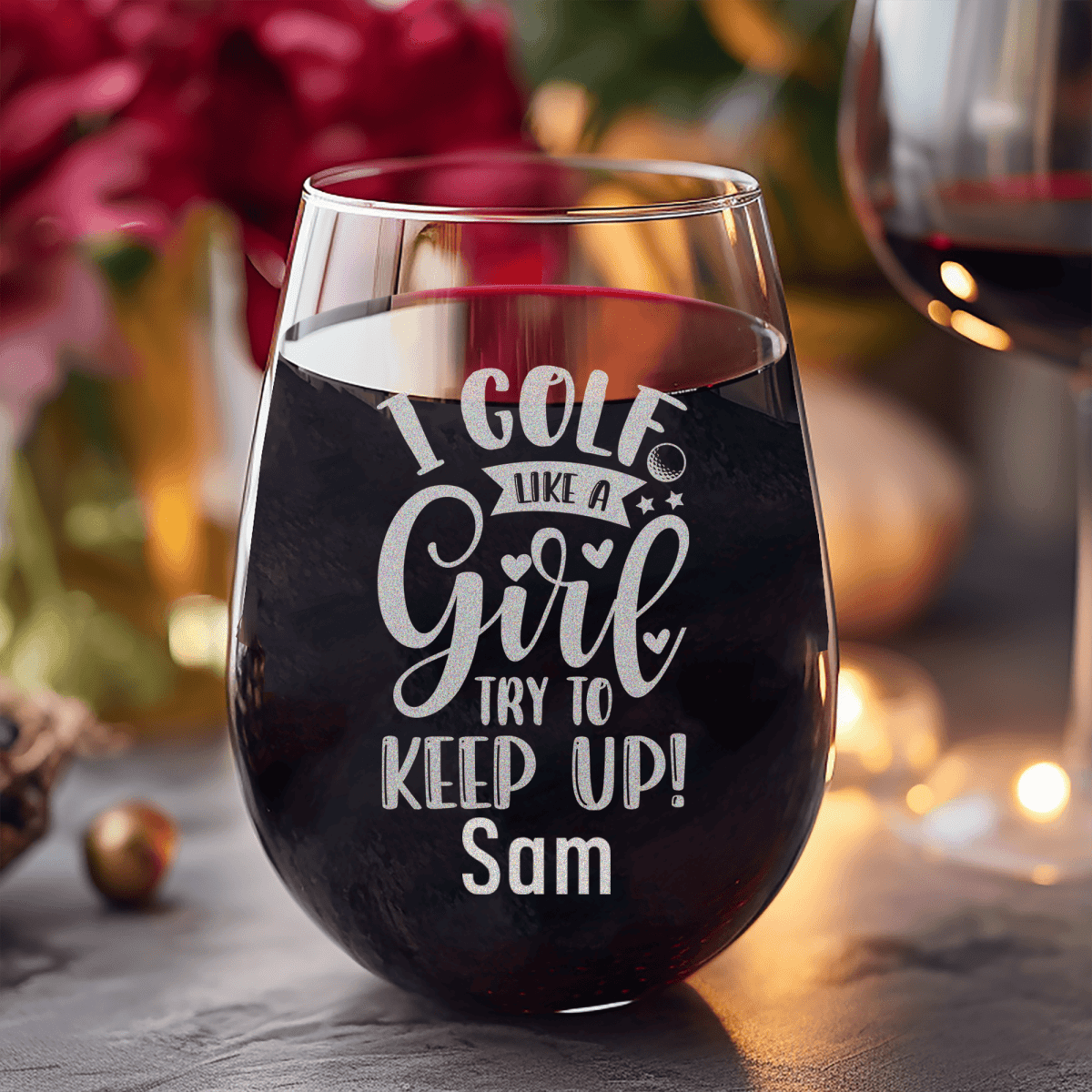 Personalized Keep Up With The Girl Stemless Wine Glass for her, Customized Gifts for Women by Groovy Girl Gifts