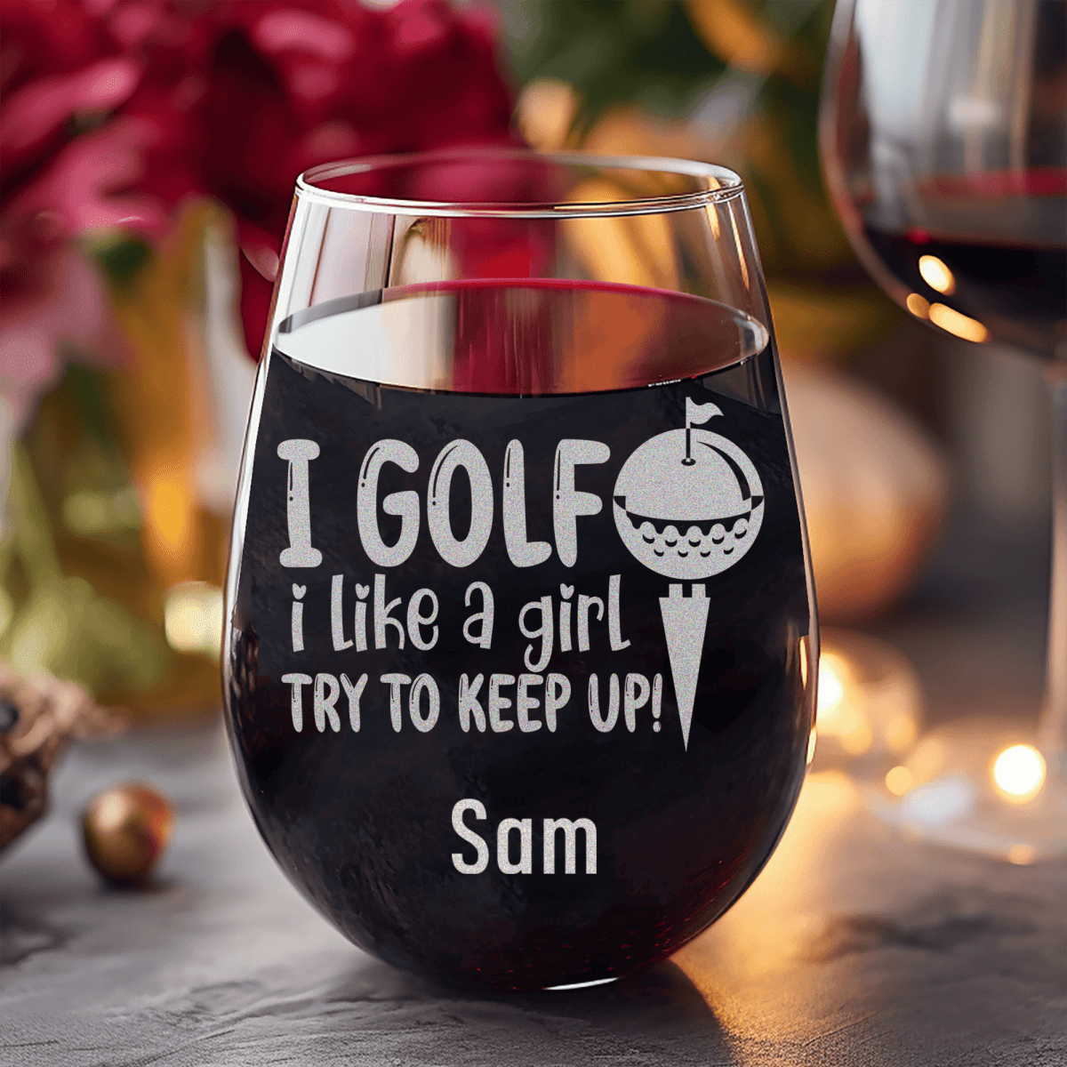 Personalized Keep Up With The Ladies Stemless Wine Glass for her, Customized Gifts for Women by Groovy Girl Gifts