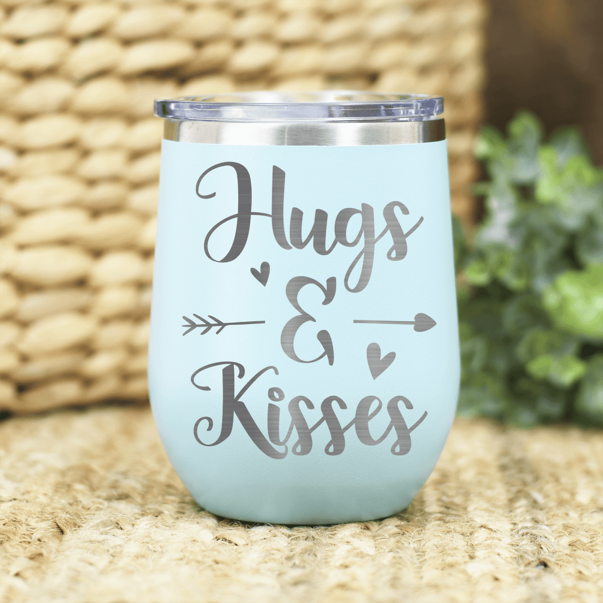 Personalized Kisses For My Valentine Wine Tumbler for her, Customized Gifts for Women by Groovy Girl Gifts