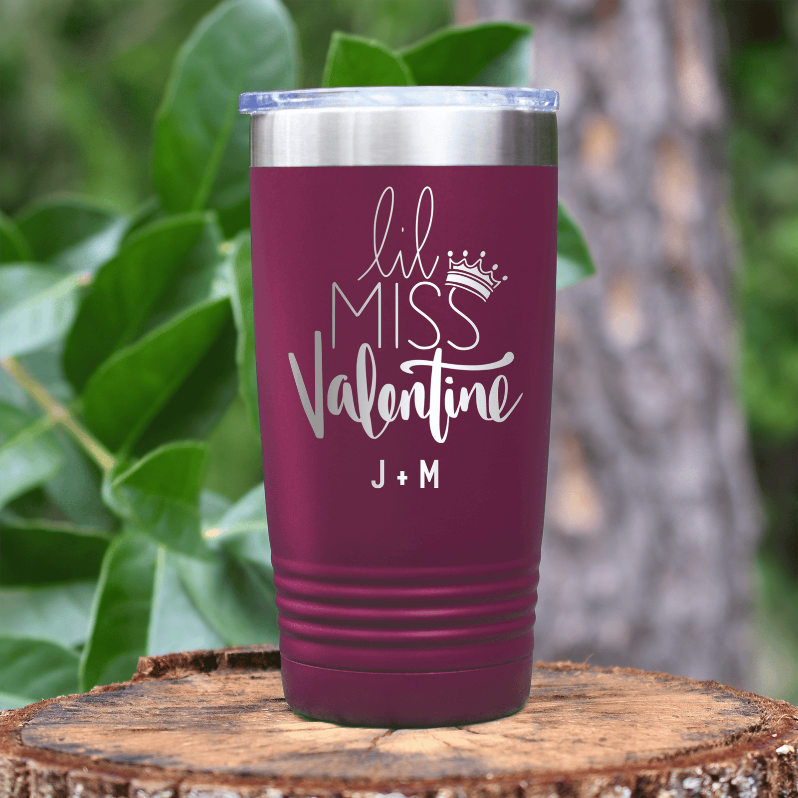 Maroon Valentines Day Tumbler With Lil Miss Valentine Design