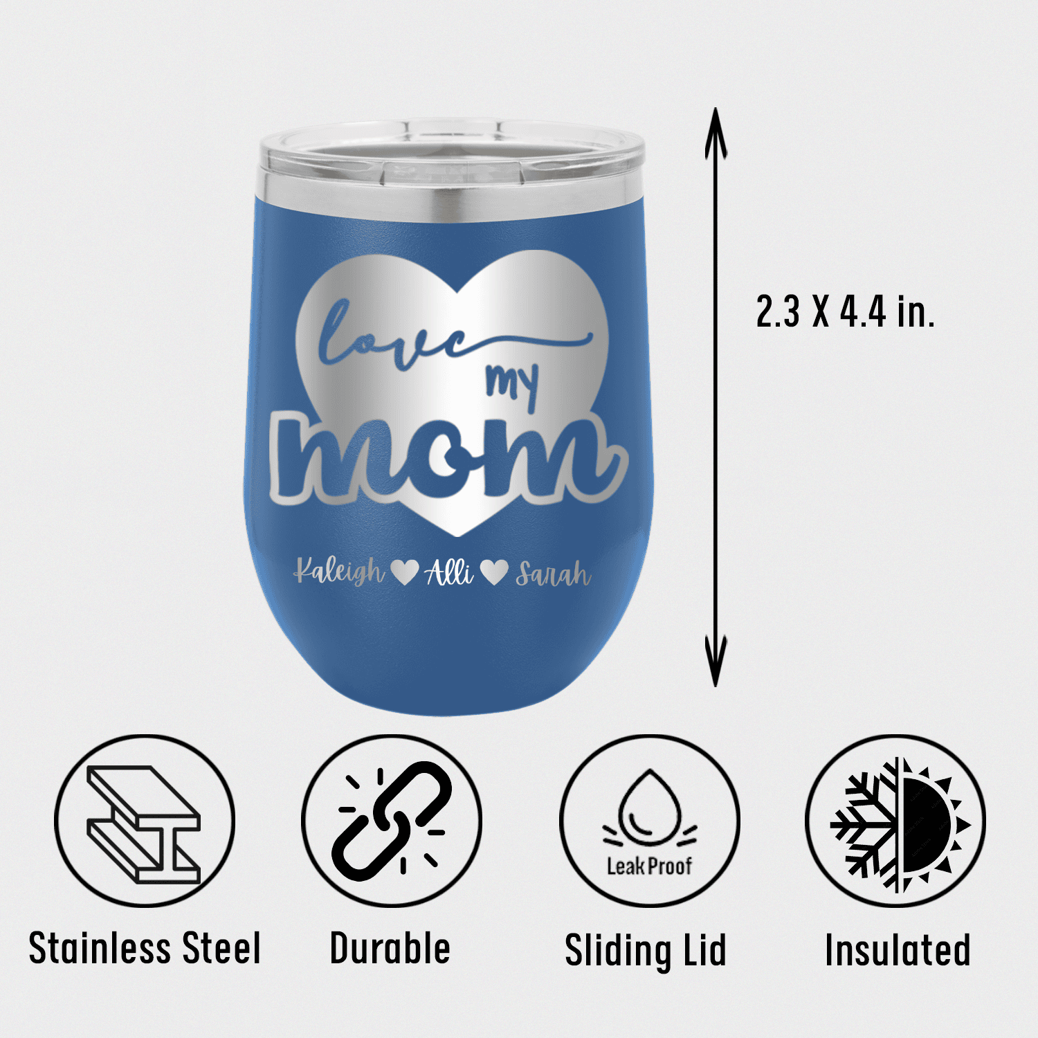 Personalized Love My Mom Wine Tumbler for her, Customized Gifts for Women by Groovy Girl Gifts