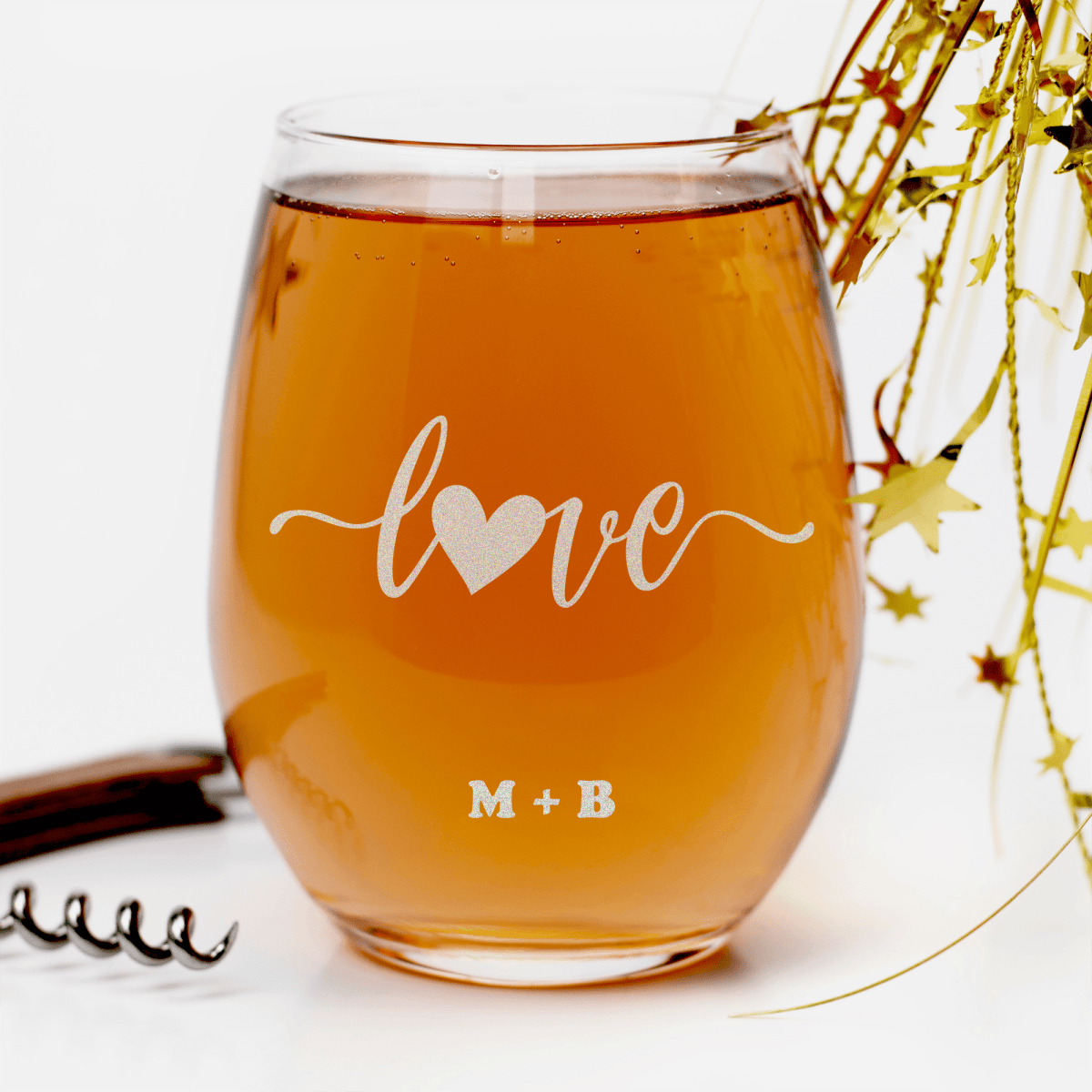Personalized Love Script Stemless Wine Glass for her, Customized Gifts for Women by Groovy Girl Gifts