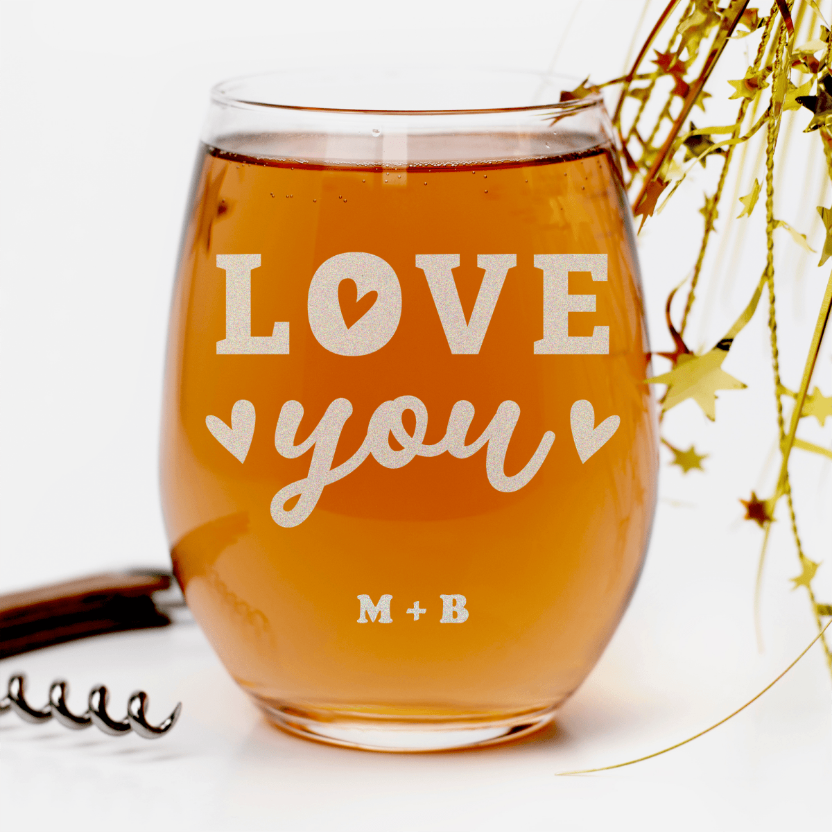 Personalized Love You Most Stemless Wine Glass for her, Customized Gifts for Women by Groovy Girl Gifts