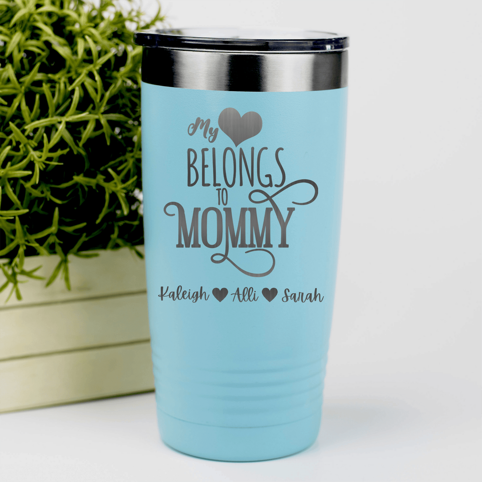 Teal Mothers Day Tumbler With Mommy Has My Heart Design