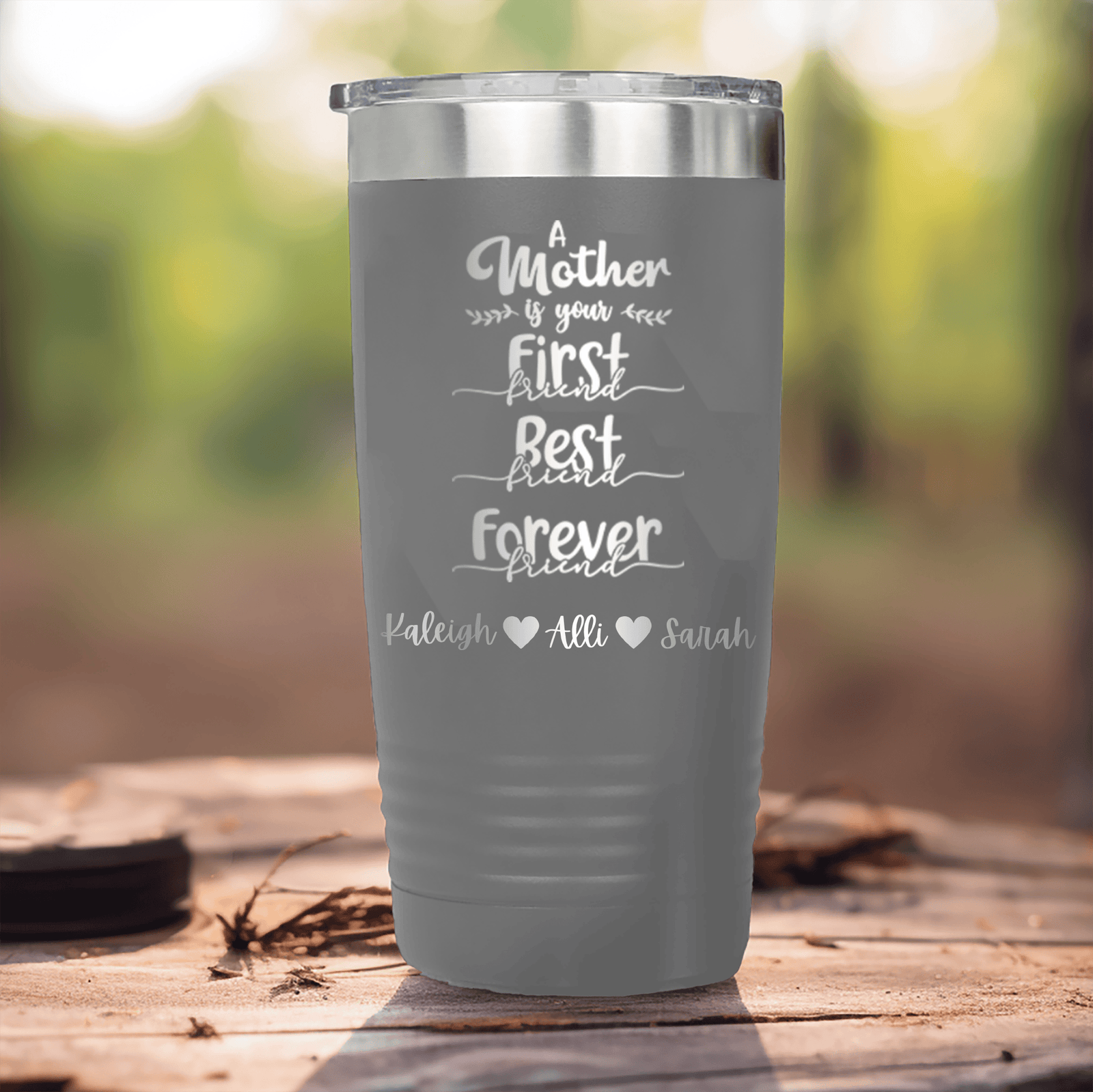Grey Mothers Day Tumbler With Moms Are First Design