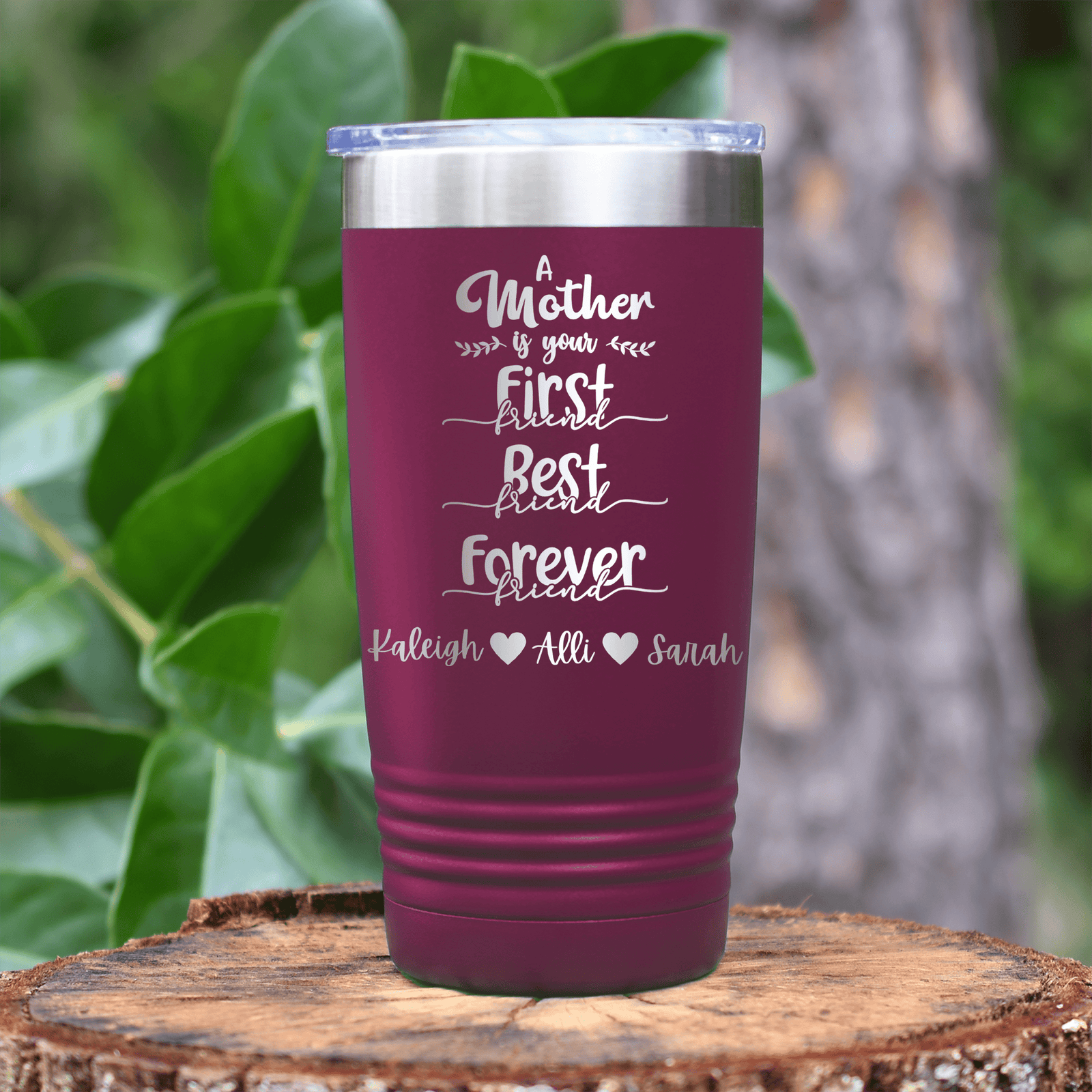 Maroon Mothers Day Tumbler With Moms Are First Design