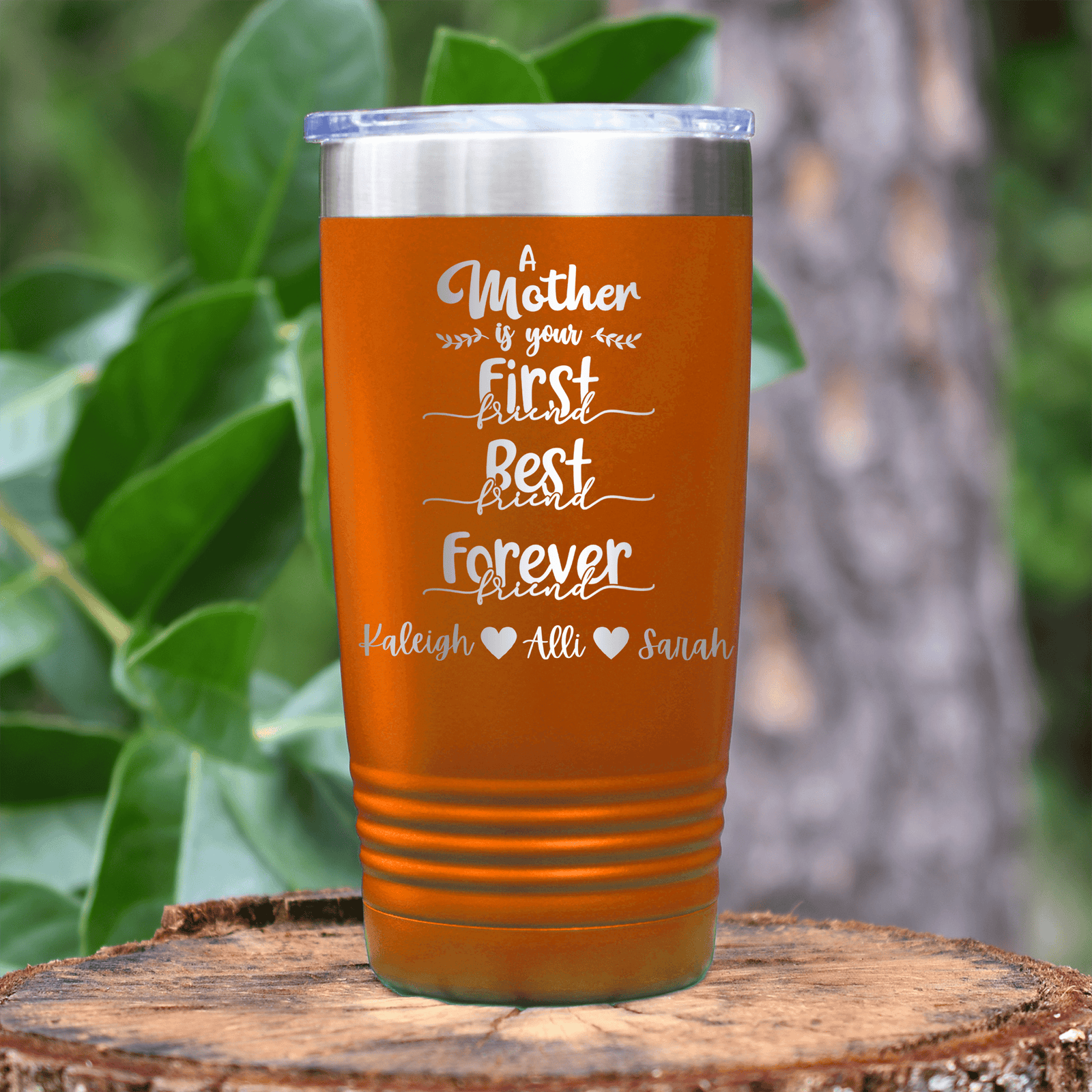 Orange Mothers Day Tumbler With Moms Are First Design