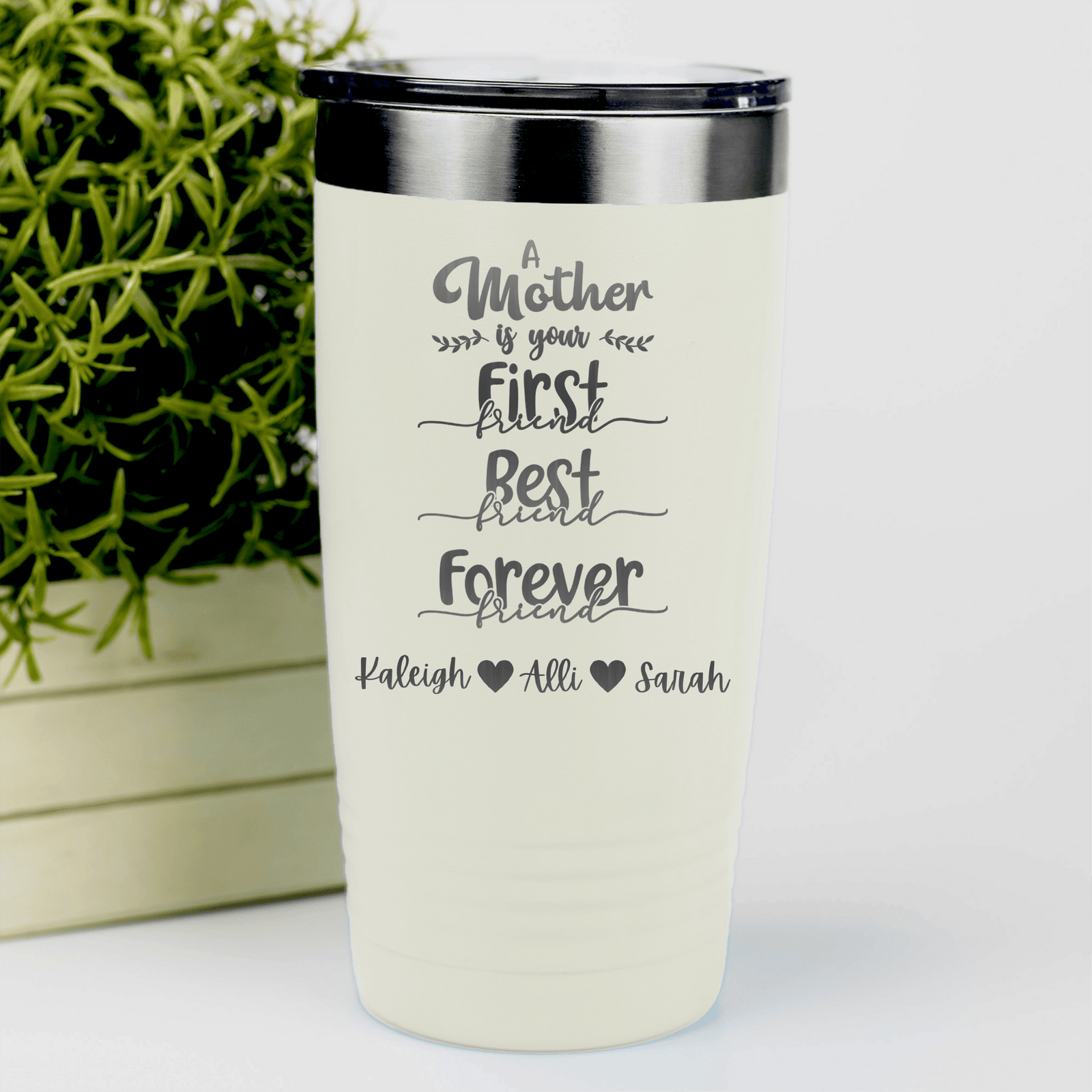 White Mothers Day Tumbler With Moms Are First Design