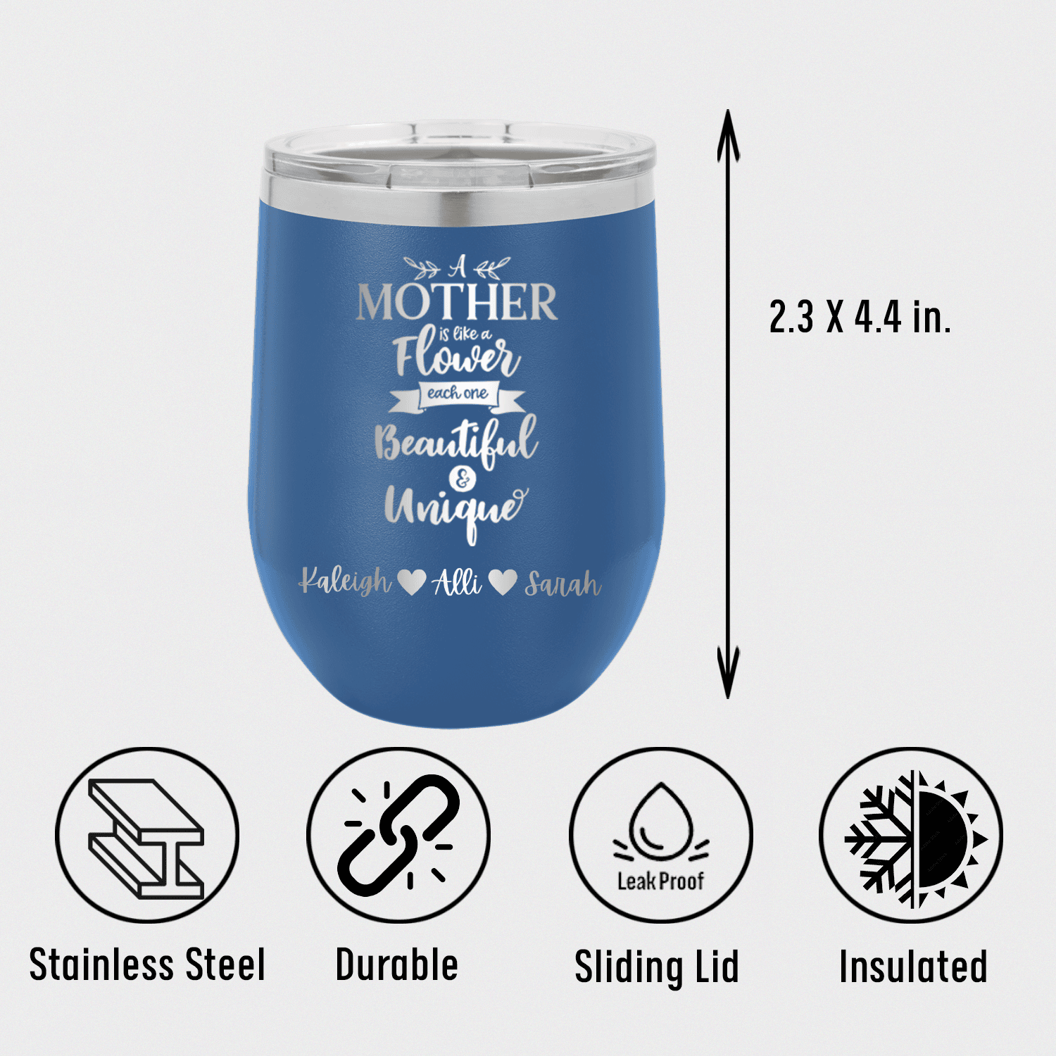 Personalized Mothers Are Like Flowers Wine Tumbler for her, Customized Gifts for Women by Groovy Girl Gifts