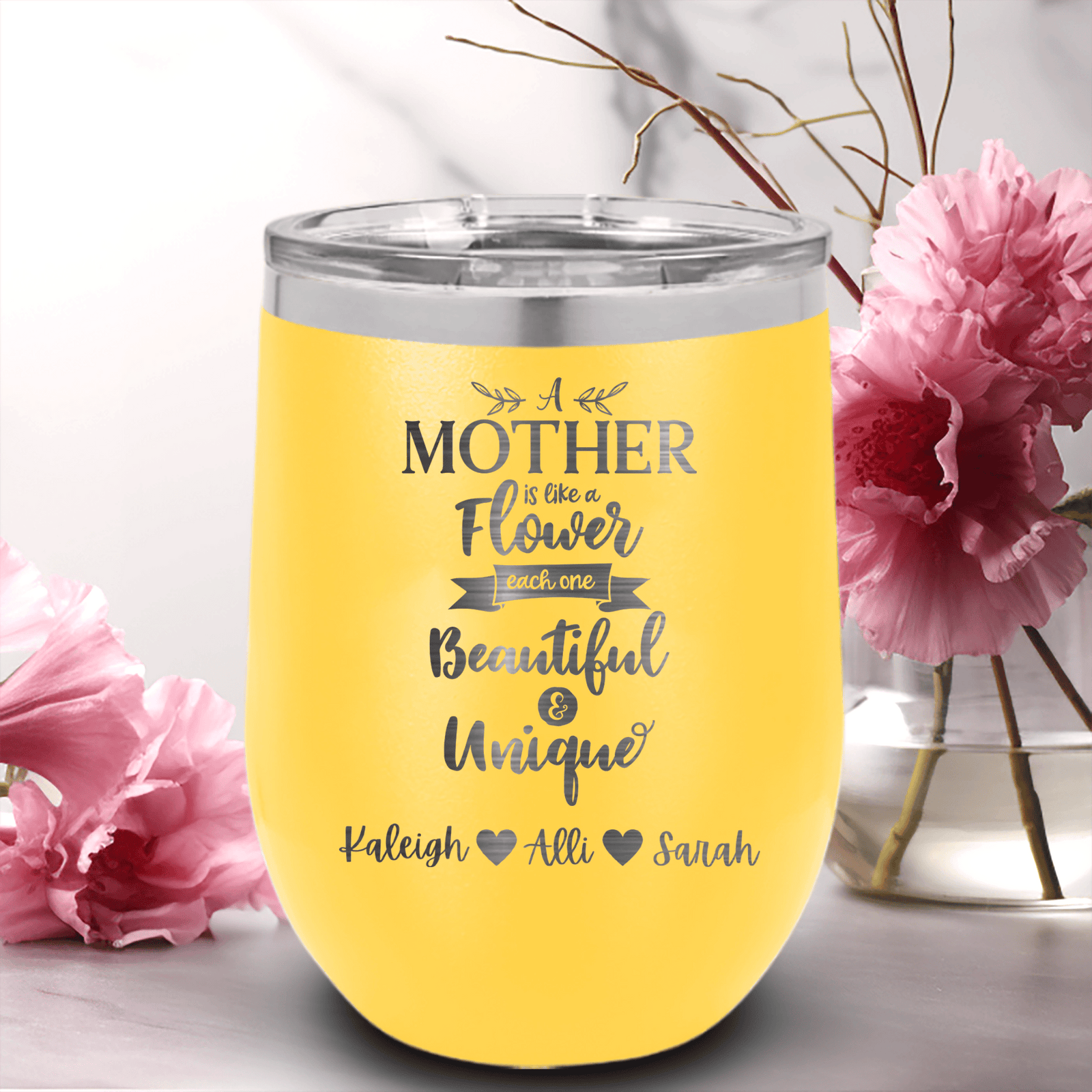 Personalized Mothers Are Like Flowers Wine Tumbler for her, Customized Gifts for Women by Groovy Girl Gifts