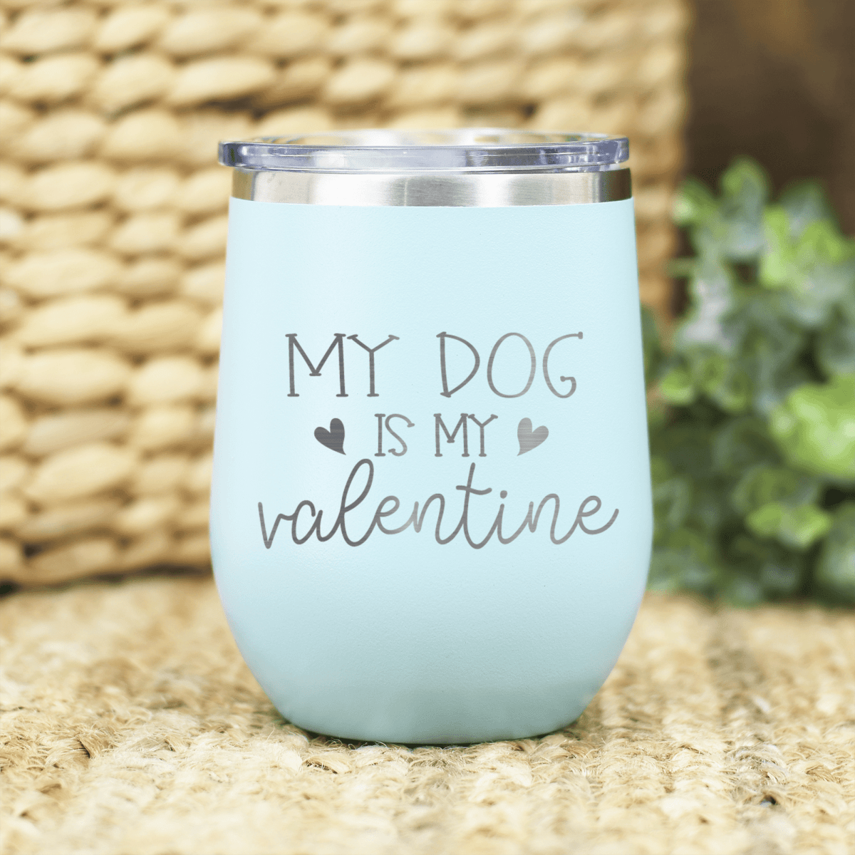 Personalized My Dog Is My Valentine Wine Tumbler for her, Customized Gifts for Women by Groovy Girl Gifts