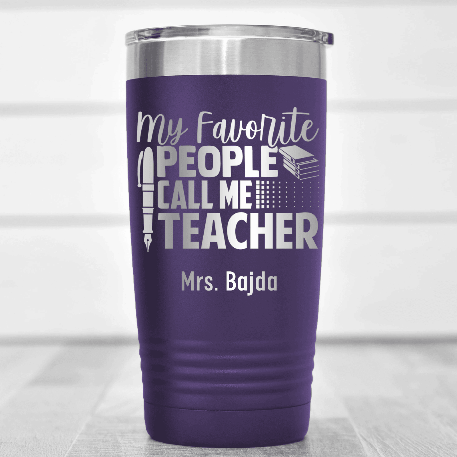 Purple Teacher Tumbler With My Favorite People Call Me Teacher Design