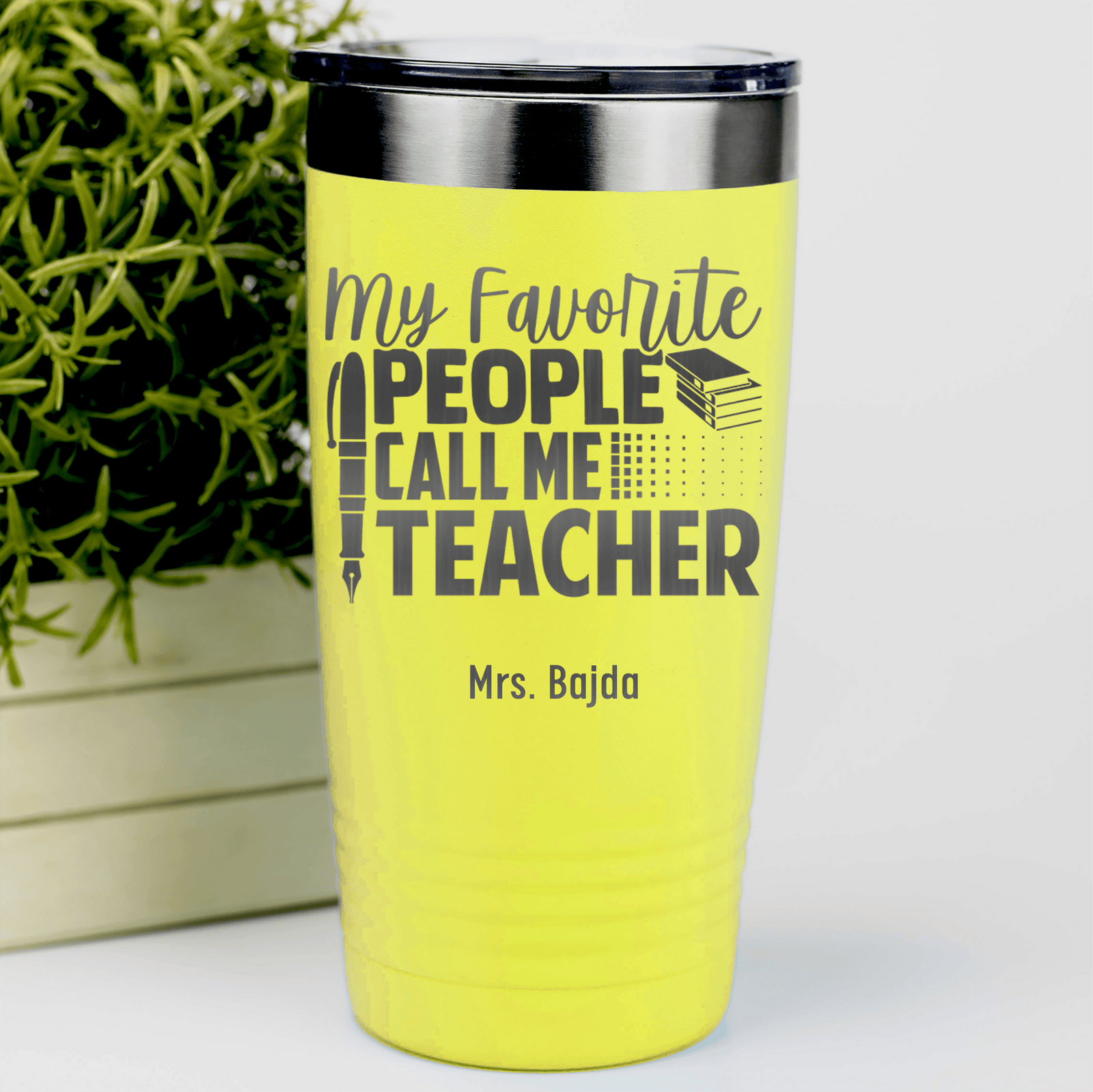 Yellow Teacher Tumbler With My Favorite People Call Me Teacher Design