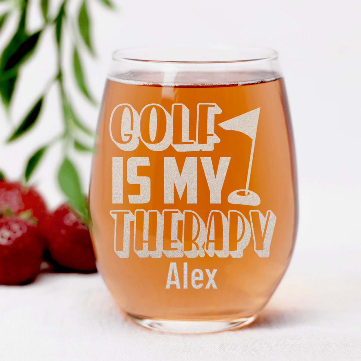 Personalized My Real Therapy Stemless Wine Glass for her, Customized Gifts for Women by Groovy Girl Gifts