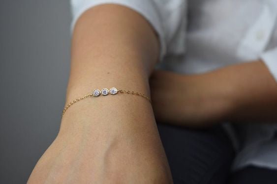 Personalized 3 Crystal Bracelet for 30th Birthday for her, Customized Gifts for Women by Groovy Girl Gifts