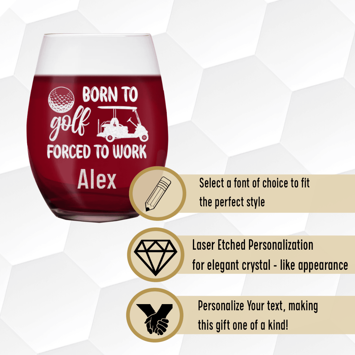 Personalized Never Meant To Work Stemless Wine Glass for her, Customized Gifts for Women by Groovy Girl Gifts