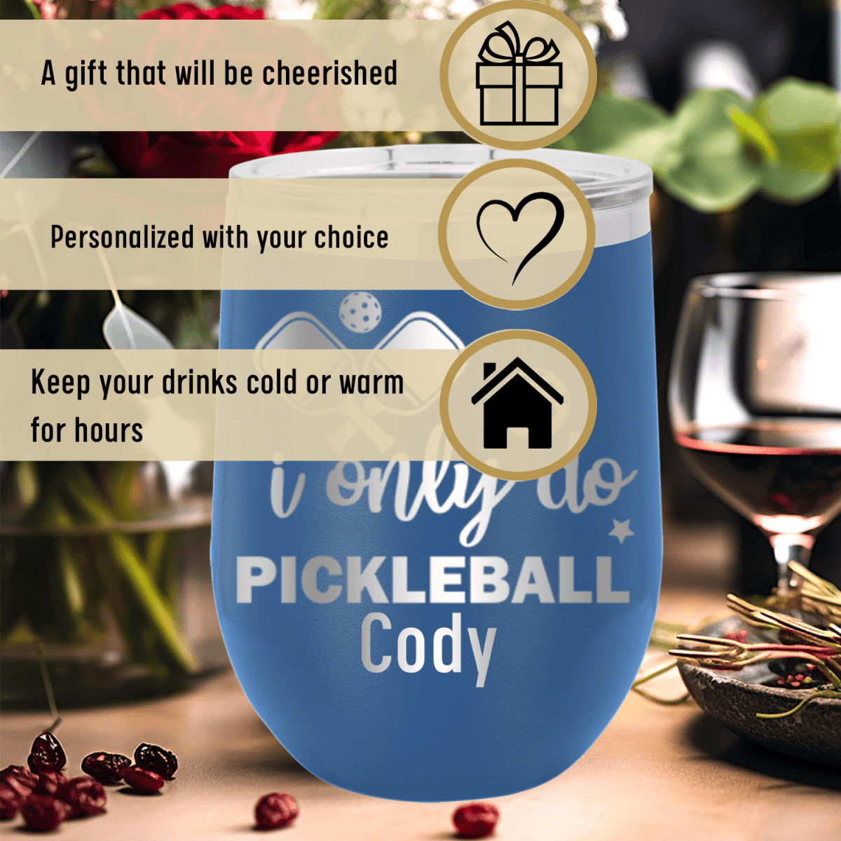 Personalized Nothin But Pickle Wine Tumbler for her, Customized Gifts for Women by Groovy Girl Gifts