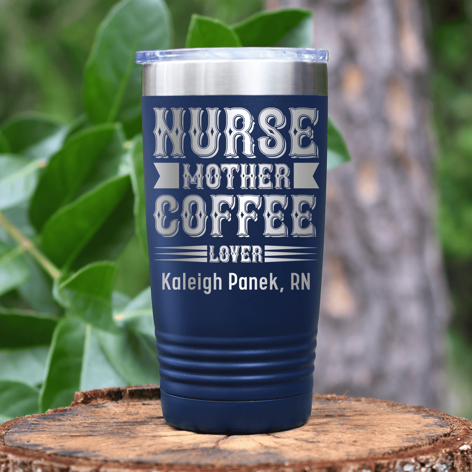 Navy Nurse Tumbler With Nurse Mother And Coffee Design