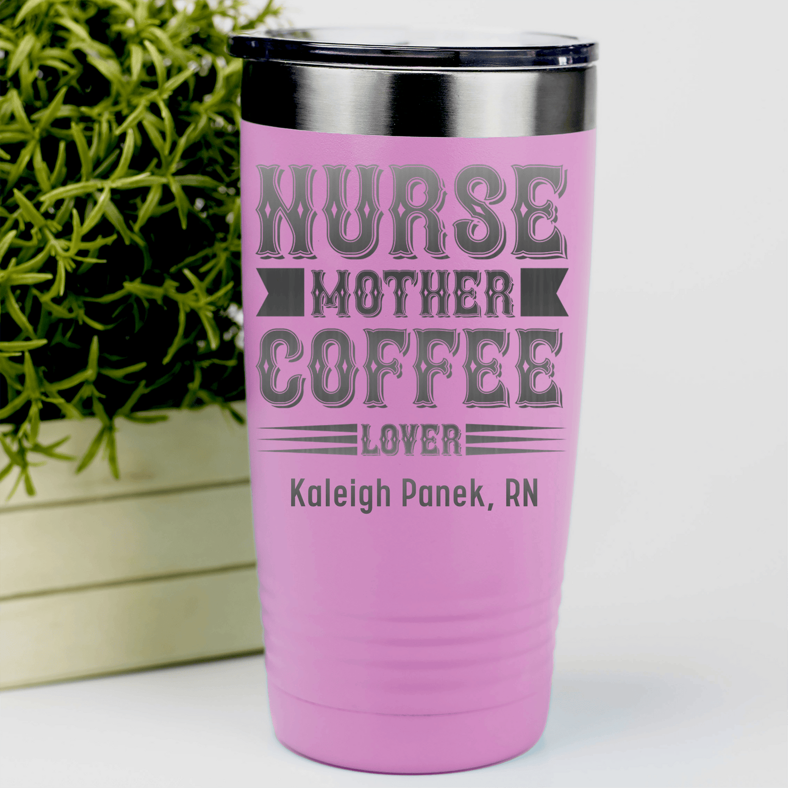 Pink Nurse Tumbler With Nurse Mother And Coffee Design