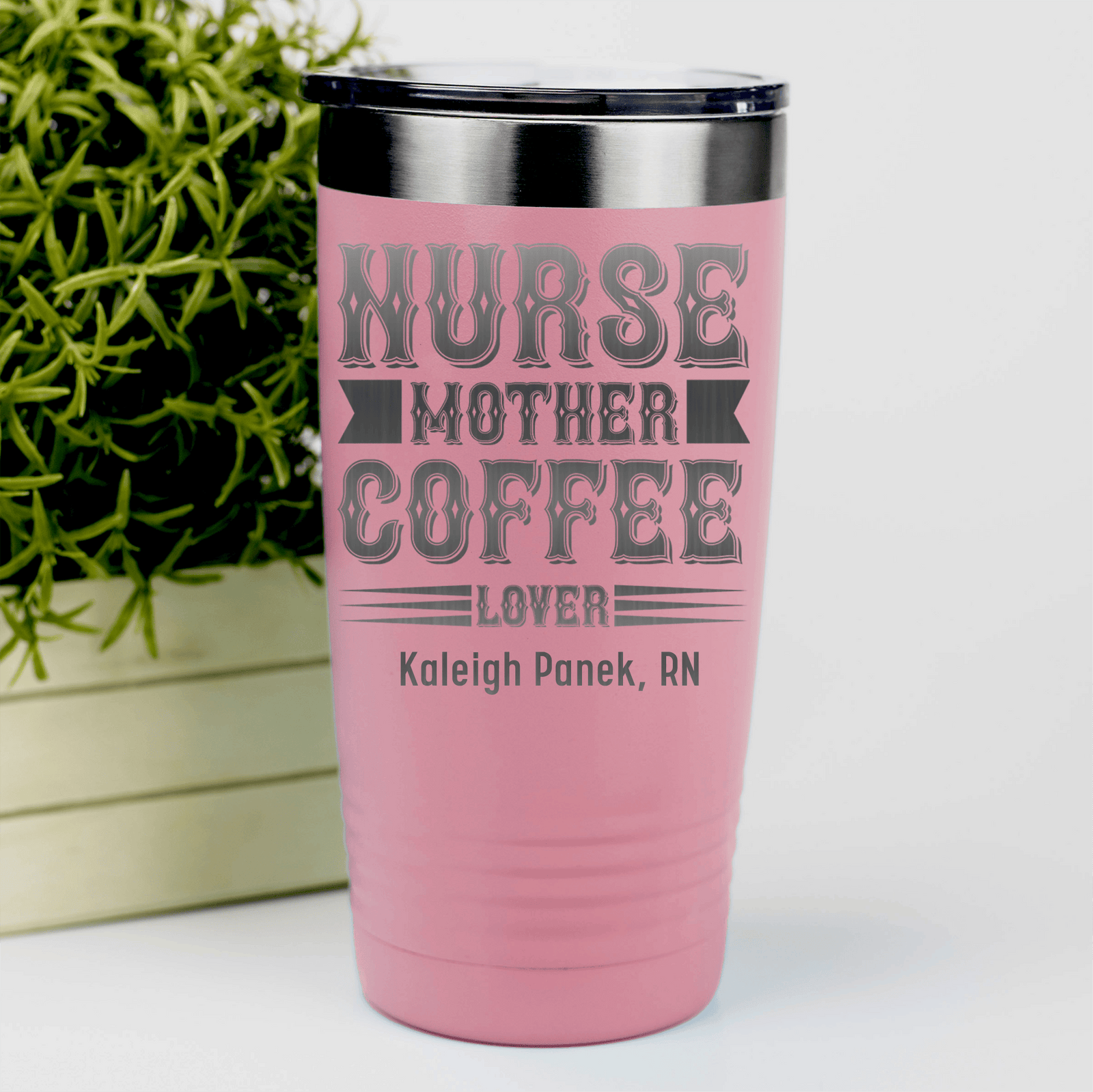 Salmon Nurse Tumbler With Nurse Mother And Coffee Design