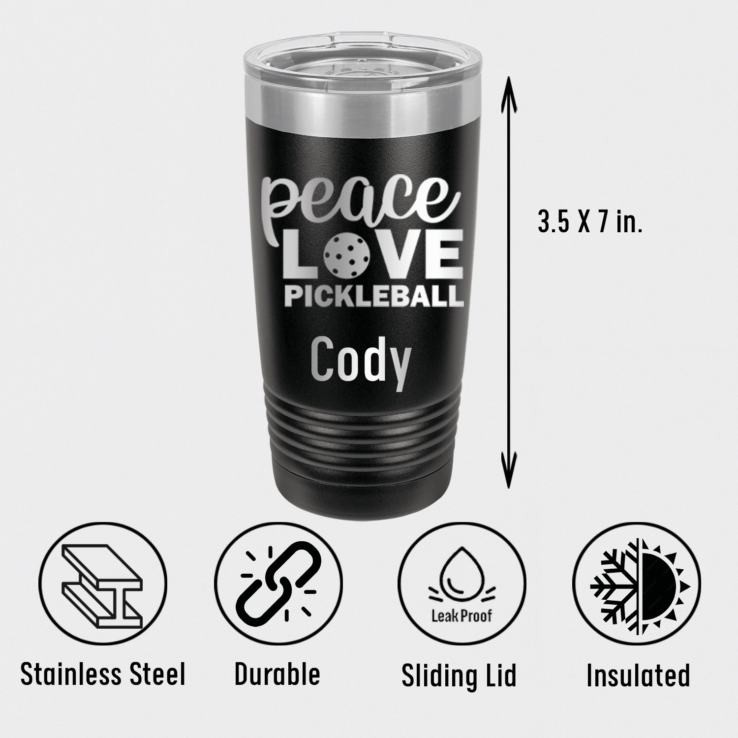 Personalized Peace Love Pickleball Tumbler for her, Customized Gifts for Women by Groovy Girl Gifts