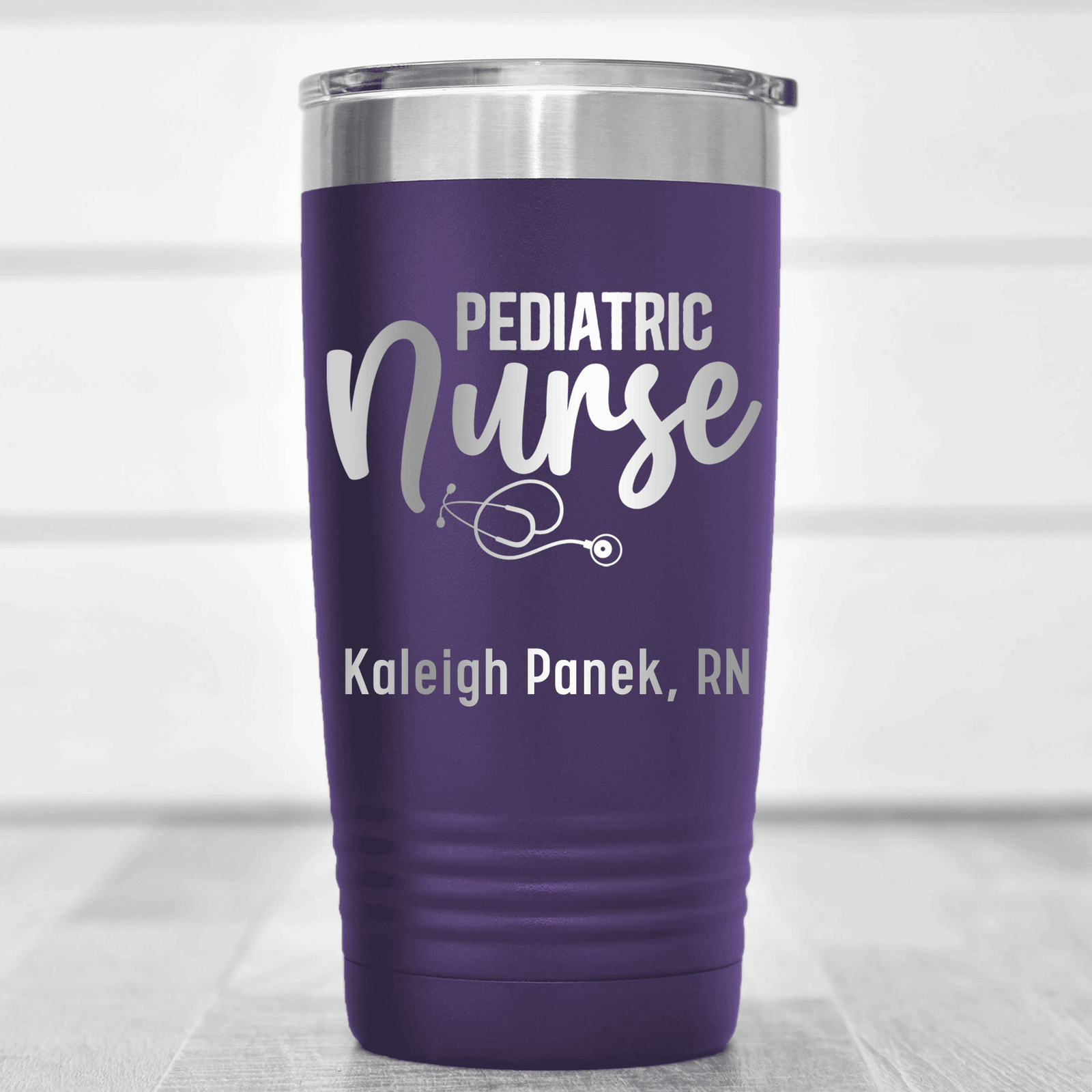 Purple Nurse Tumbler With Pediatric Nurse Design