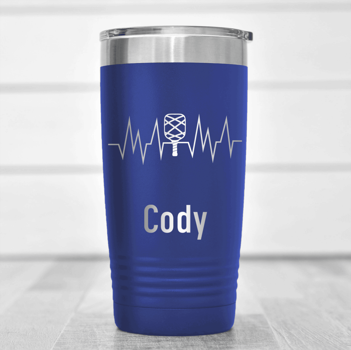 Blue Pickleball Tumbler With Pickle Beats Design
