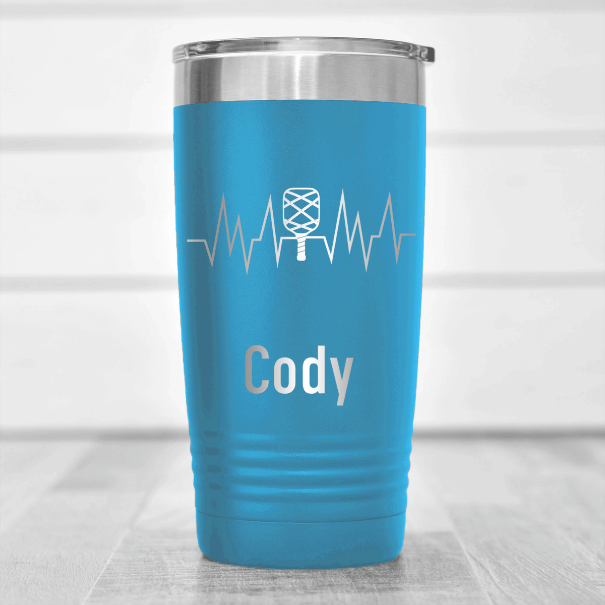 Light Blue Pickleball Tumbler With Pickle Beats Design