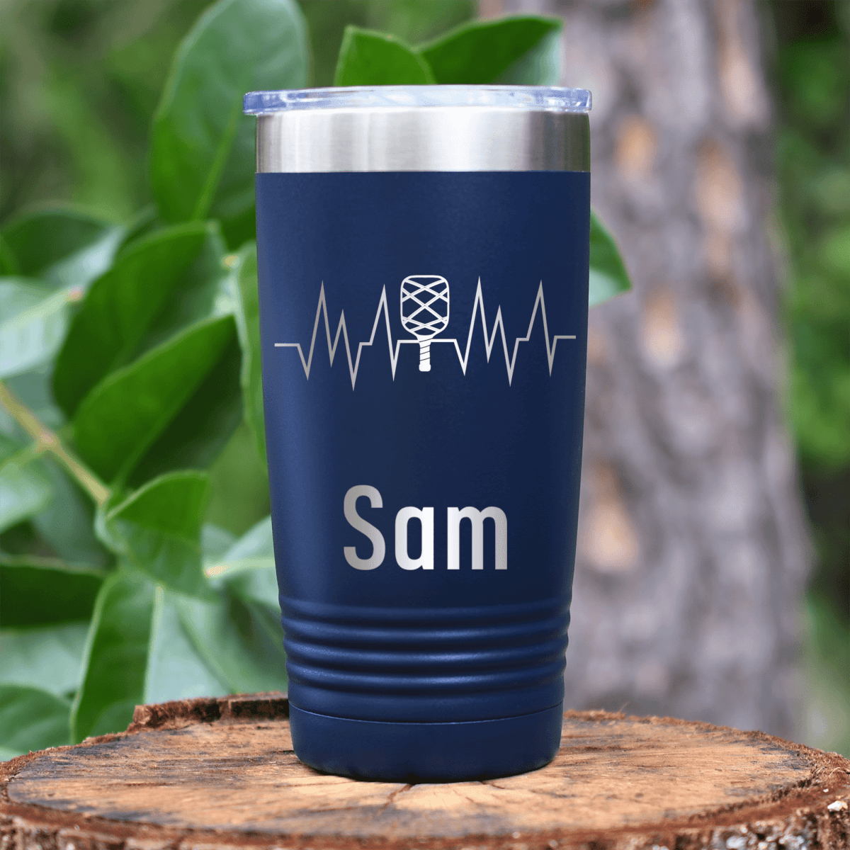 Navy Pickleball Tumbler With Pickle Beats Design