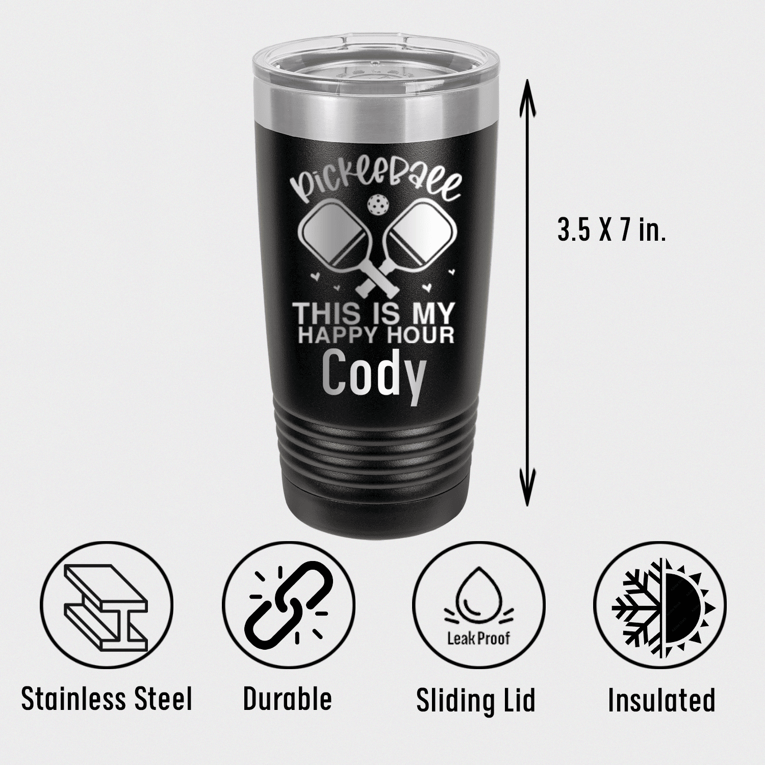 Personalized Pickleball Happy Hour Tumbler for her, Customized Gifts for Women by Groovy Girl Gifts